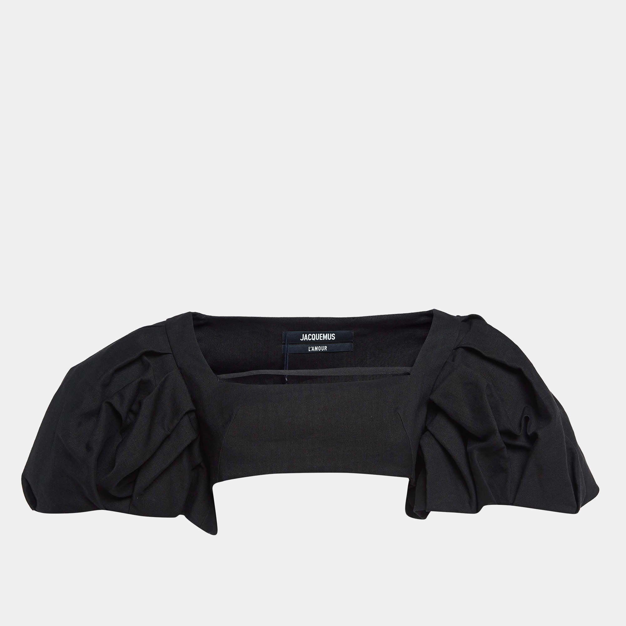 Jacquemus Black Wool Blend Exaggerated Sleeve Le Haut Camargue Top M