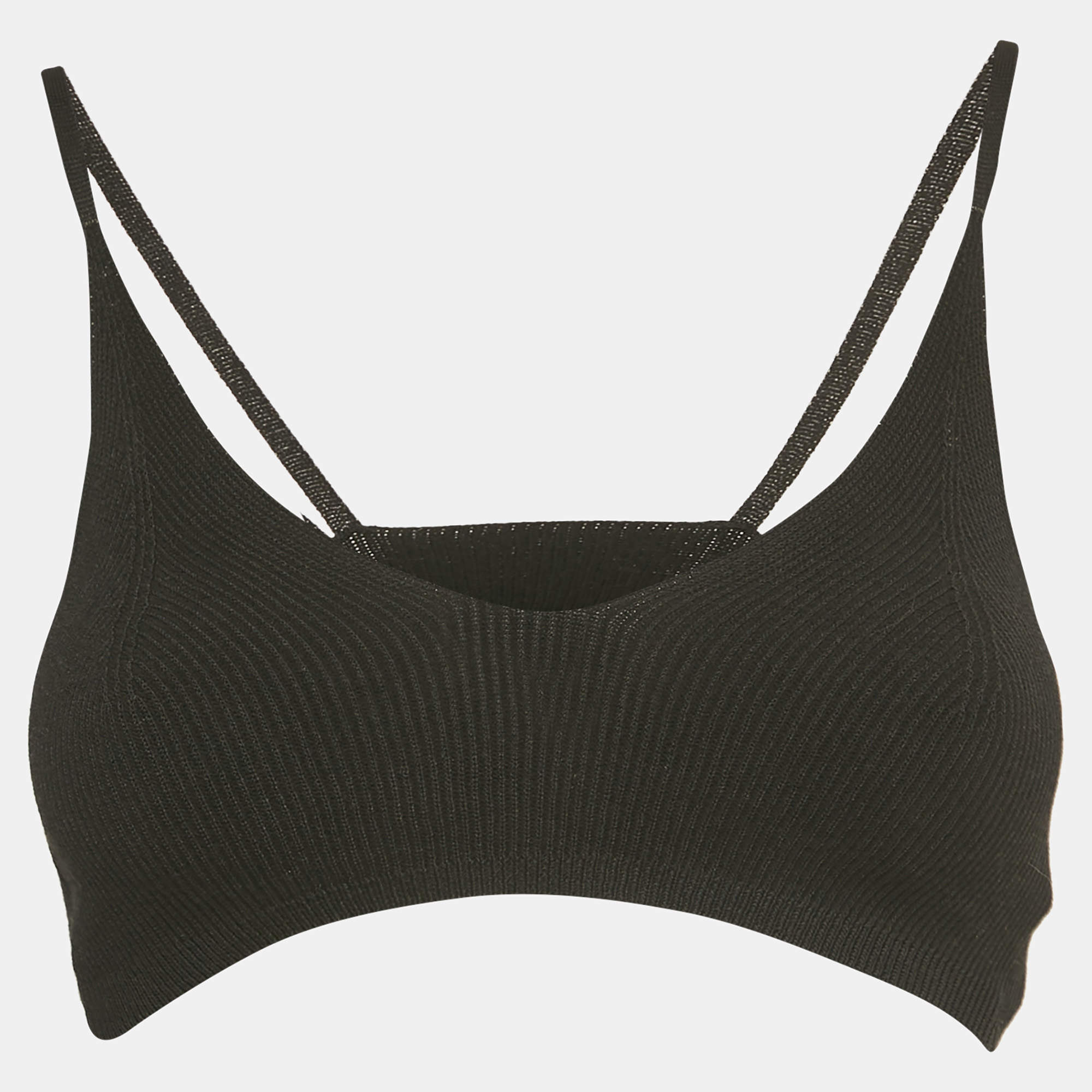 Pre Owned Jacquemus Black Rib Knit Le Bandeau Bralette Top S