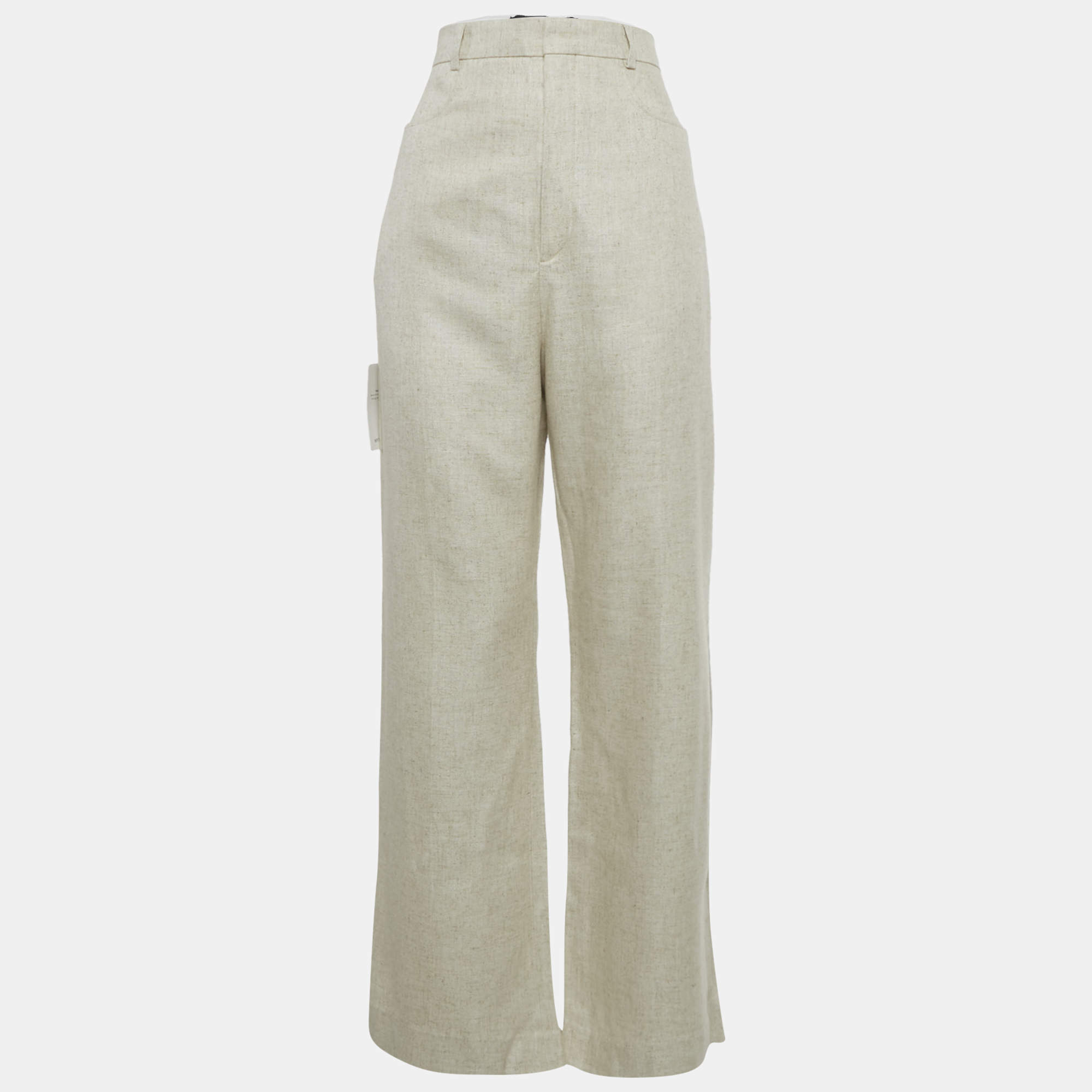 Pre Owned Jacquemus Beige Linen La Pantalon Sauge Trousers M