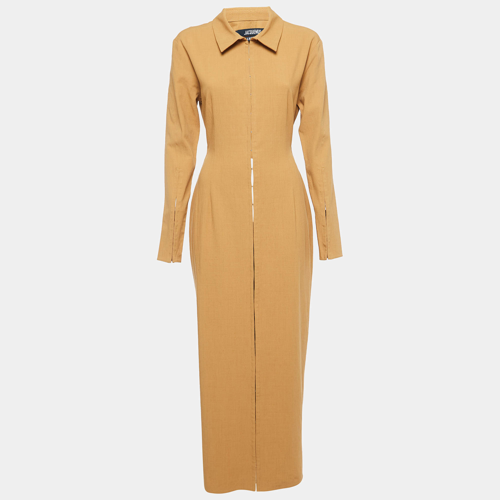 Jacquemus Camel Brown Linen Blend Long Dress M