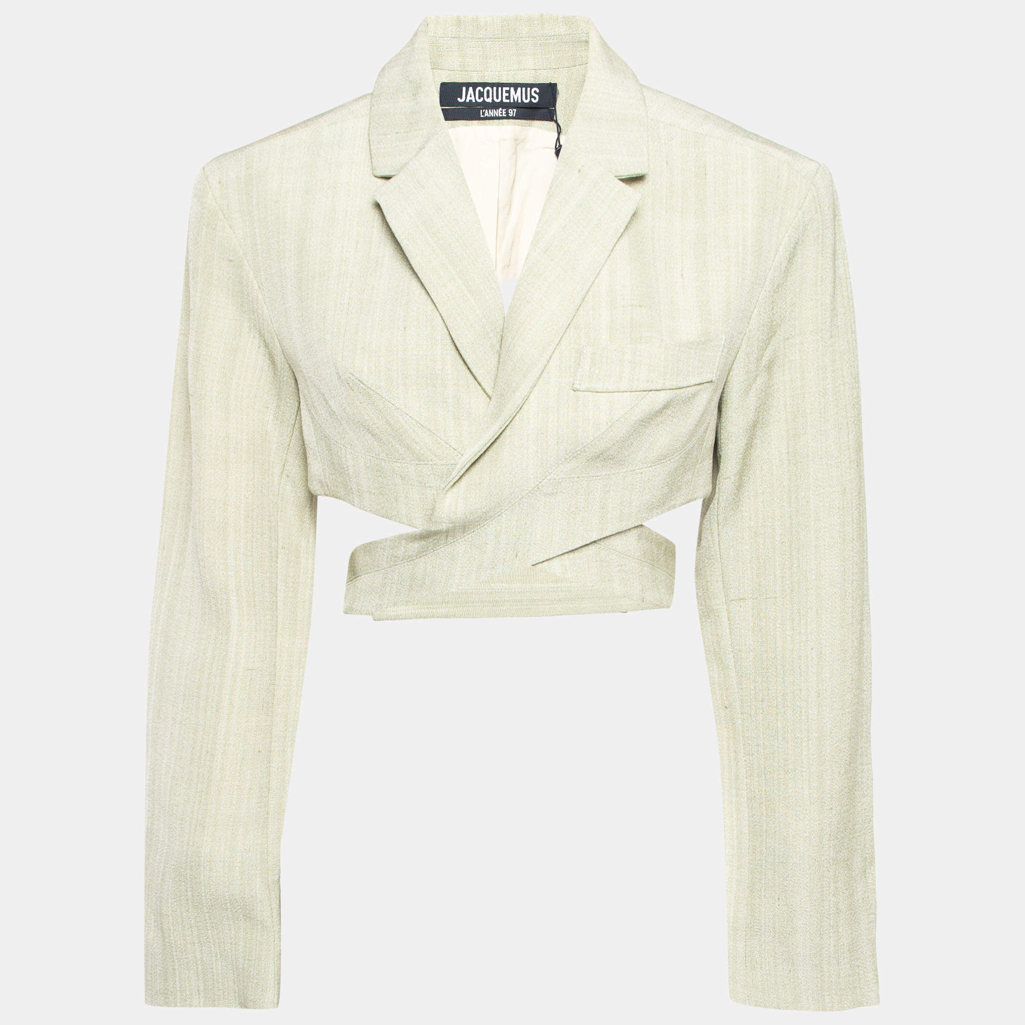 Jacquemus Light Green Canvas Le Haut Azur Cropped Blazer S