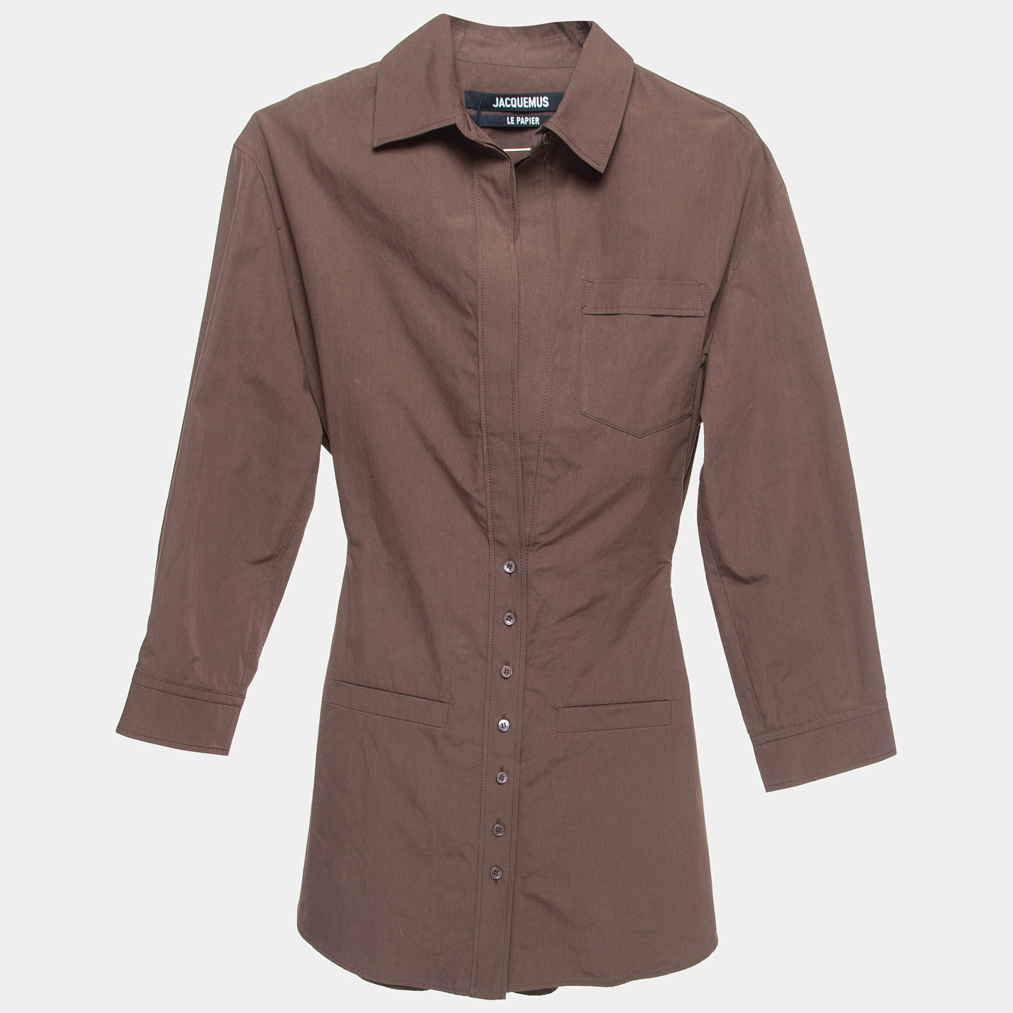 Jacquemus Brown La Robe Baunhilha Cotton Shirt Dress S