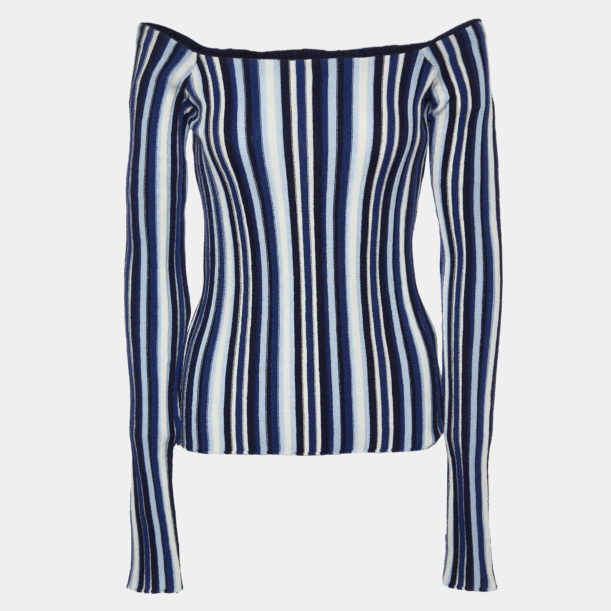 Jacquemus Blue Striped Wool Knit La Maille Top S