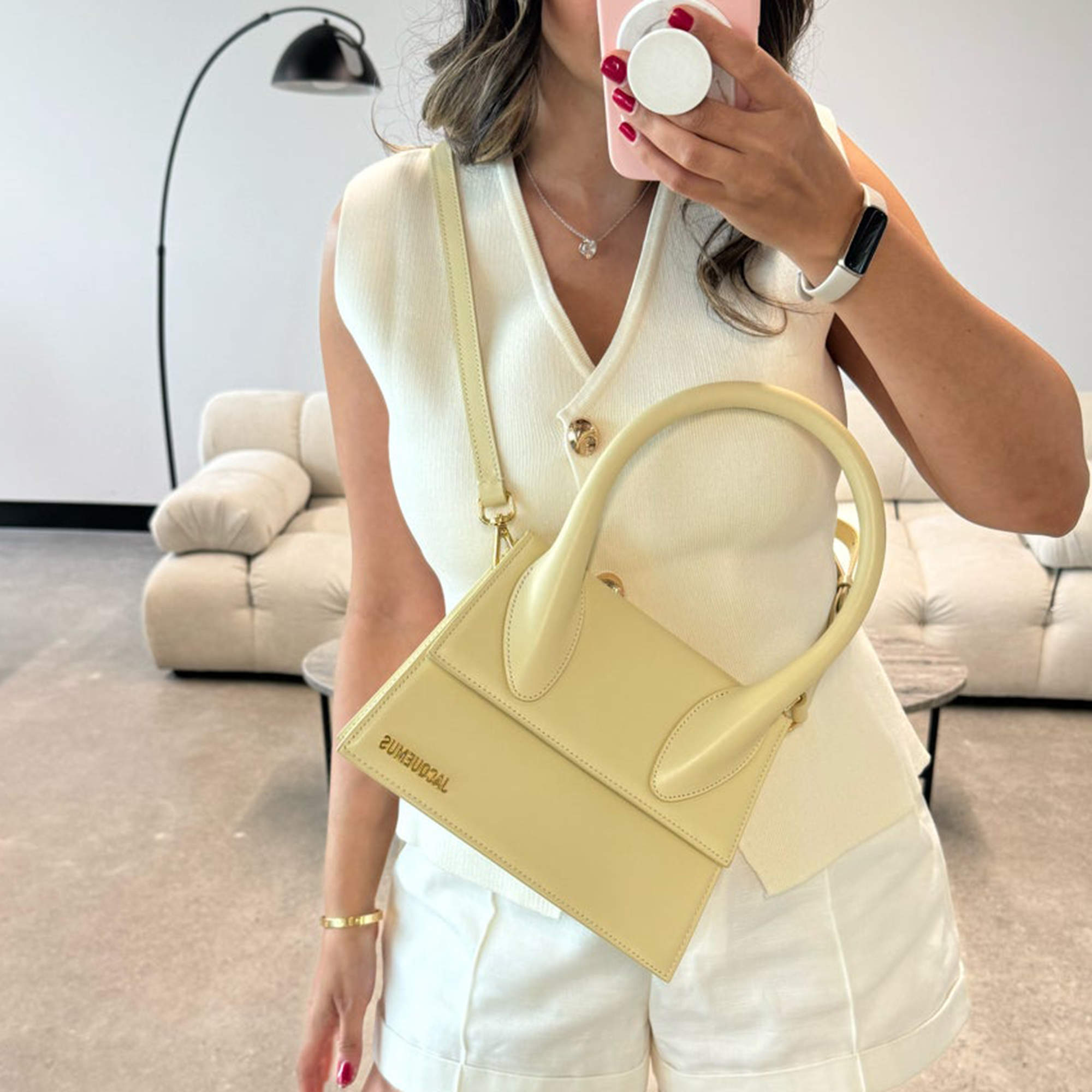 Jacquemus Cream Leather Le Grand Chiquito Bag