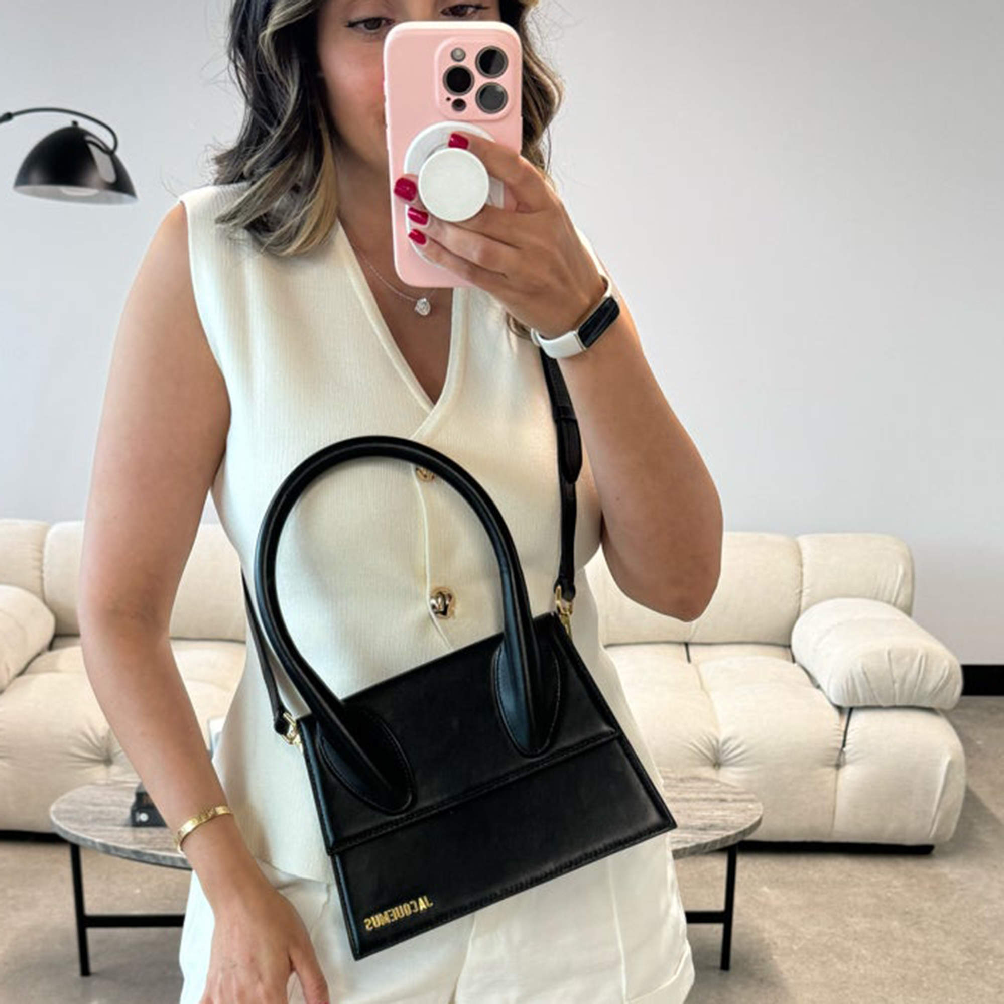 Pre Owned Jacquemus Black Leather Le Grand Chiquito Bag