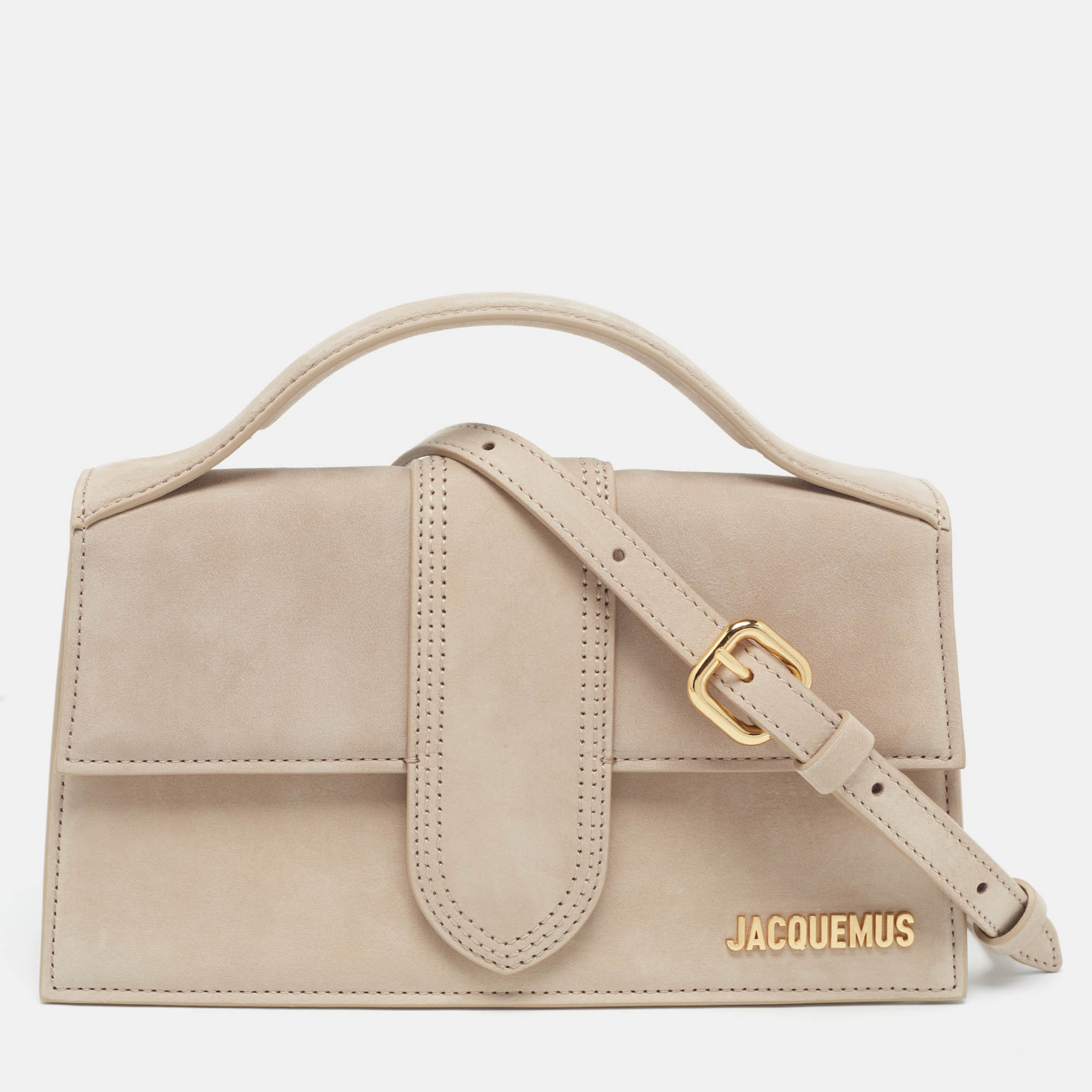Jacquemus Beige Nubuck Leather Le Grand Bambino Top Handle Bag