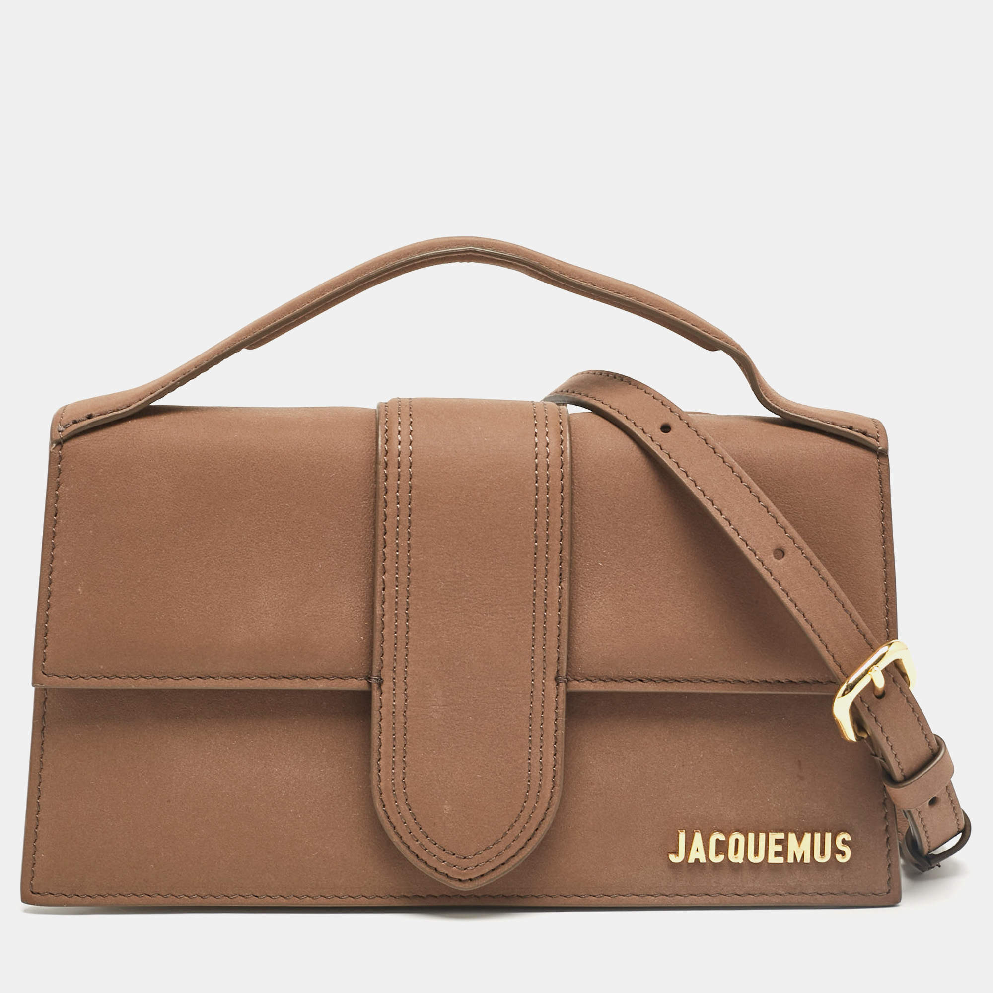 Pre Owned Jacquemus Brown Leather Le Grand Bambino Top Handle Bag