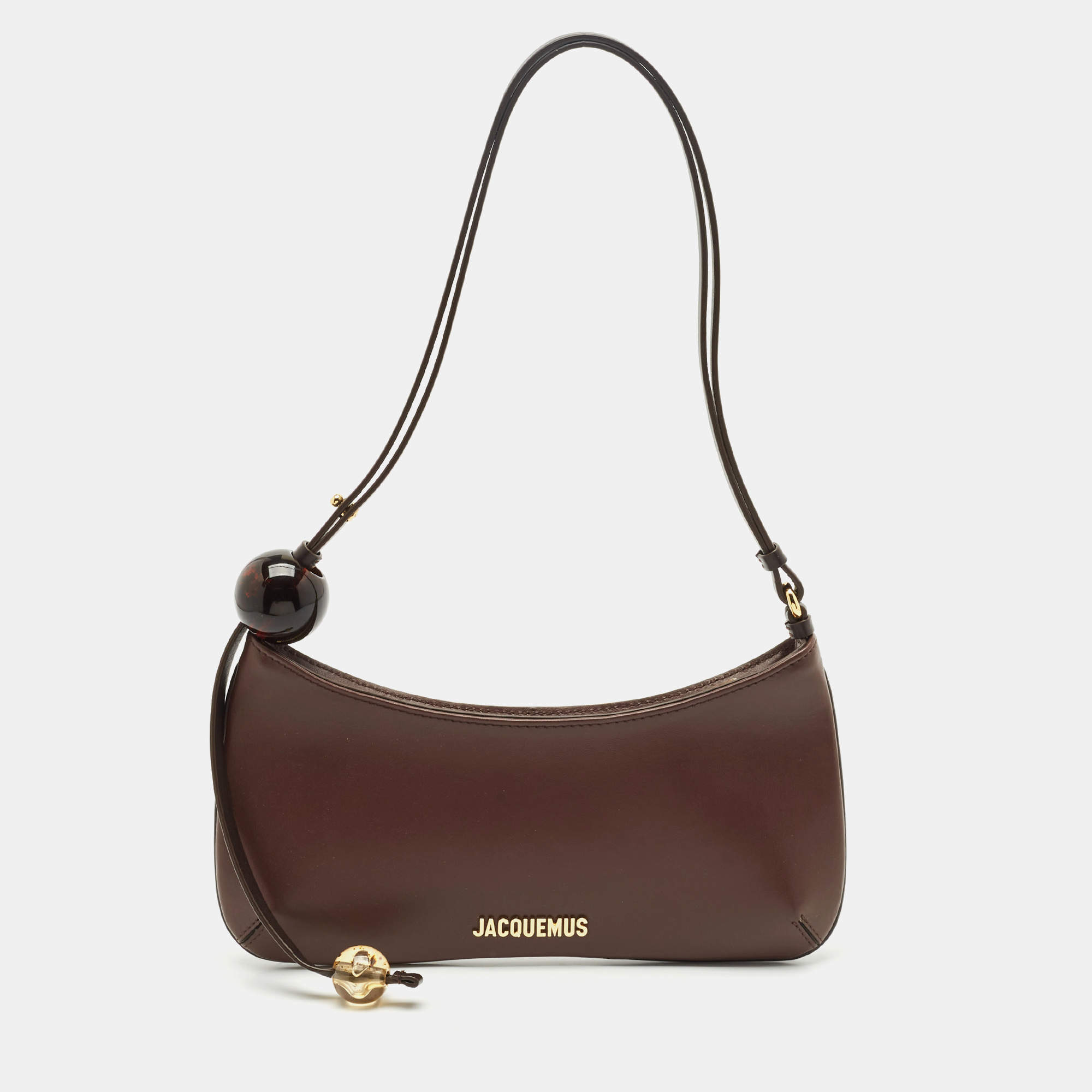 مملوكة مسبقًا Jacquemus Brown Leather Le Bisou Perle Bag