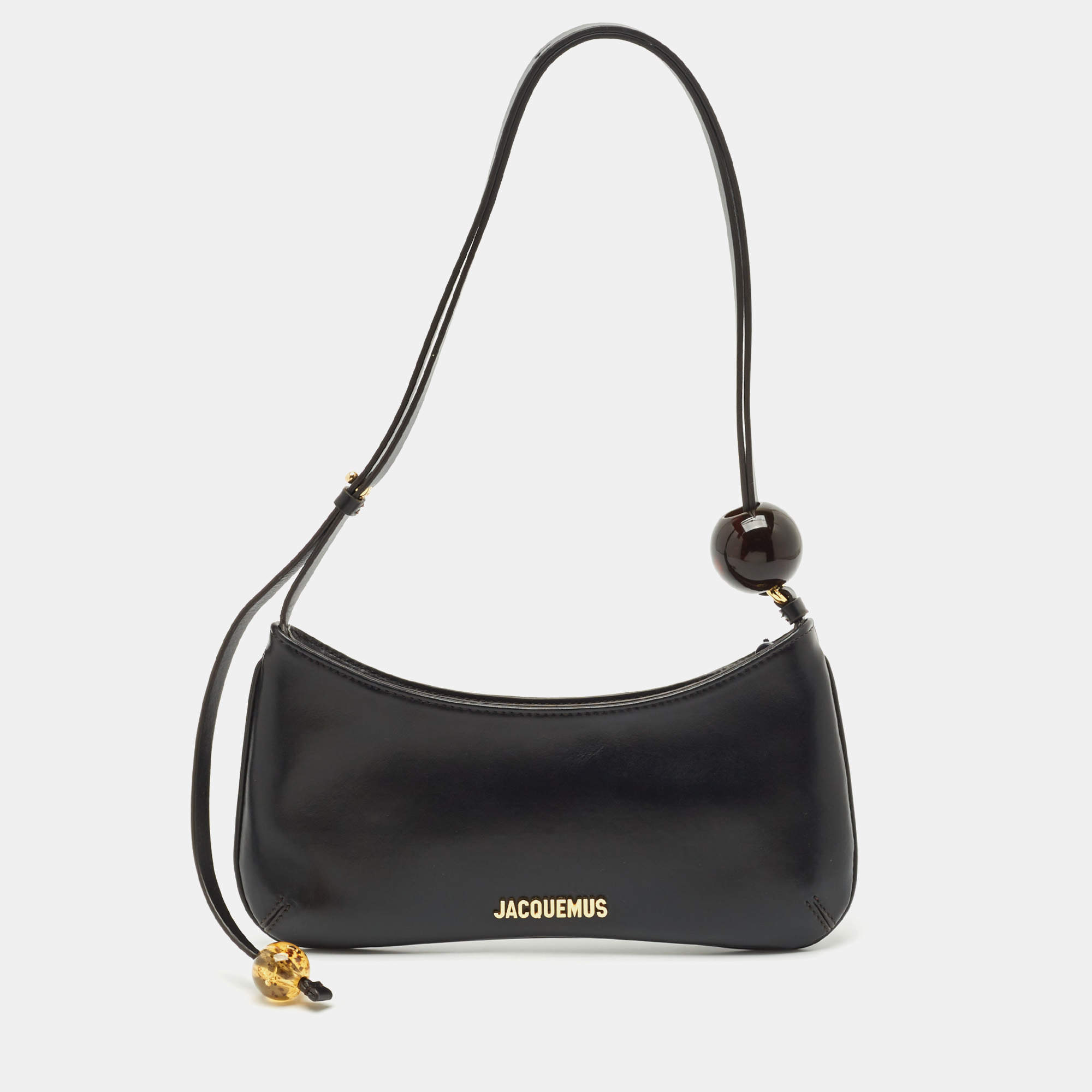Jacquemus Black Leather Le Bisou Perle Bag