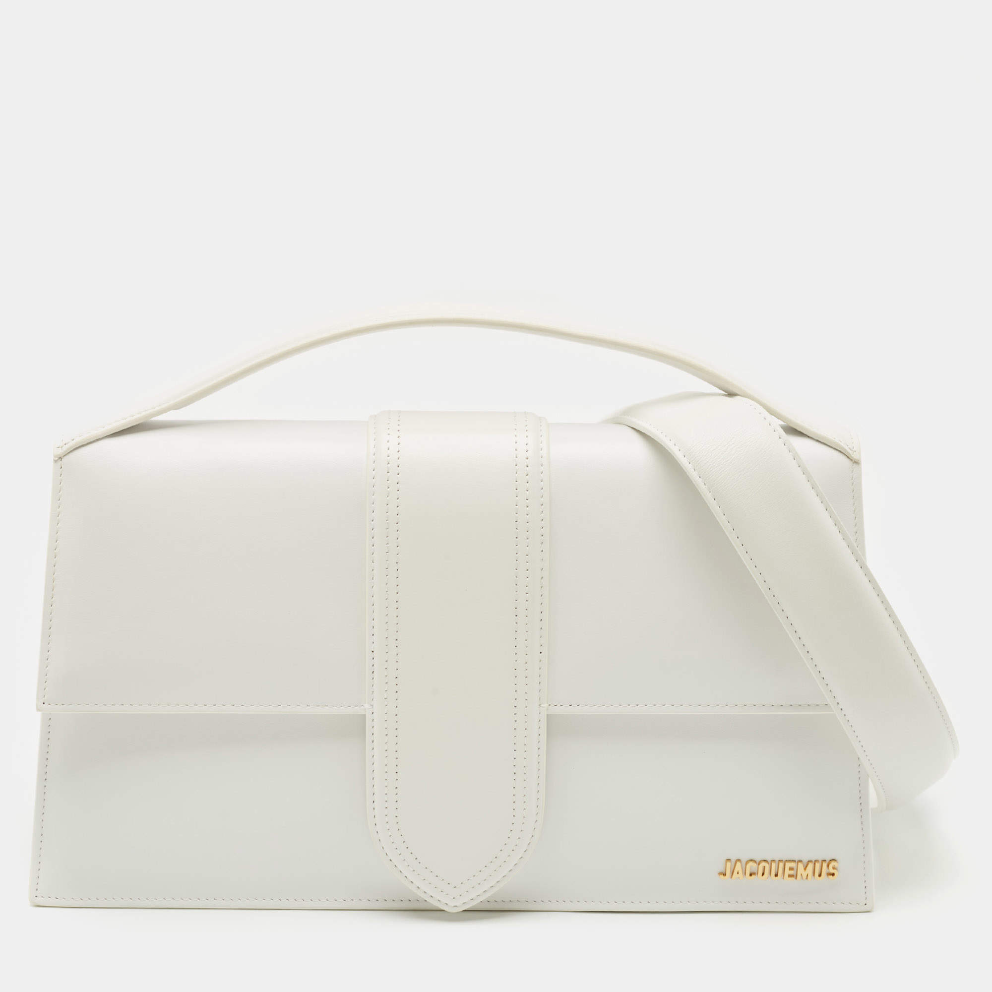 Pre Owned Jacquemus White Leather The Bambinou Top Handle Bag