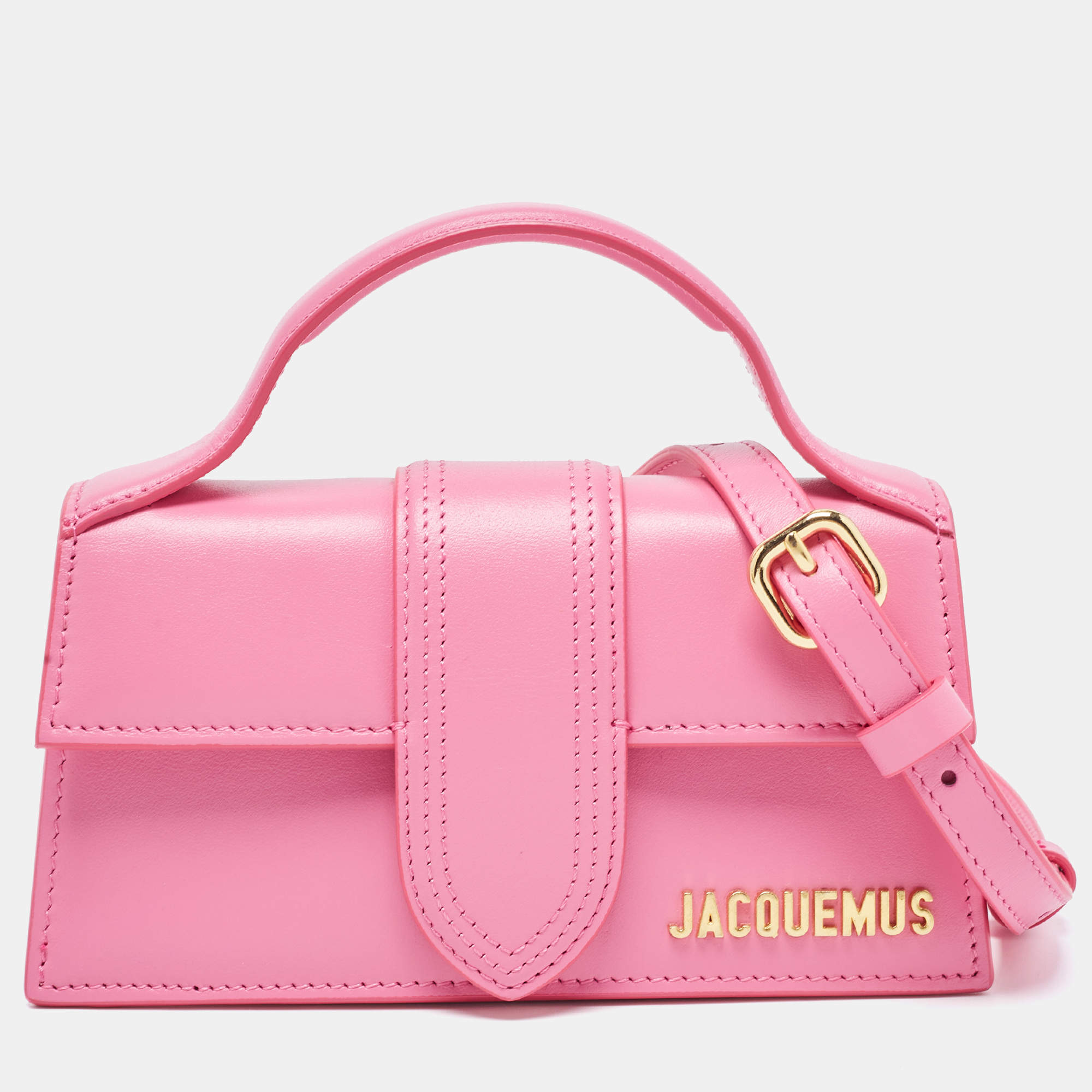 Pre Owned Jacquemus Pink Leather Small Le Bambino Top Handle Bag