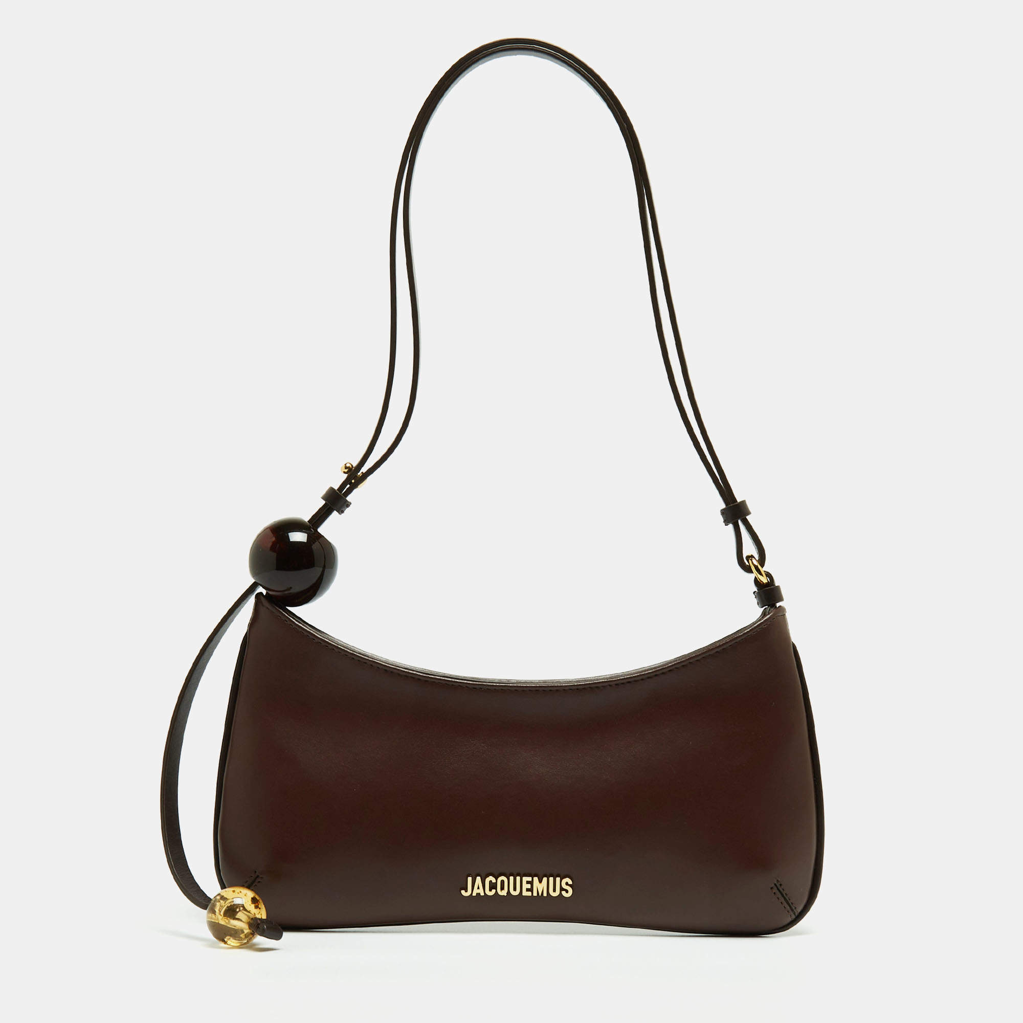Pre Owned Jacquemus Brown Leather Le Bisou Perle Shoulder Bag