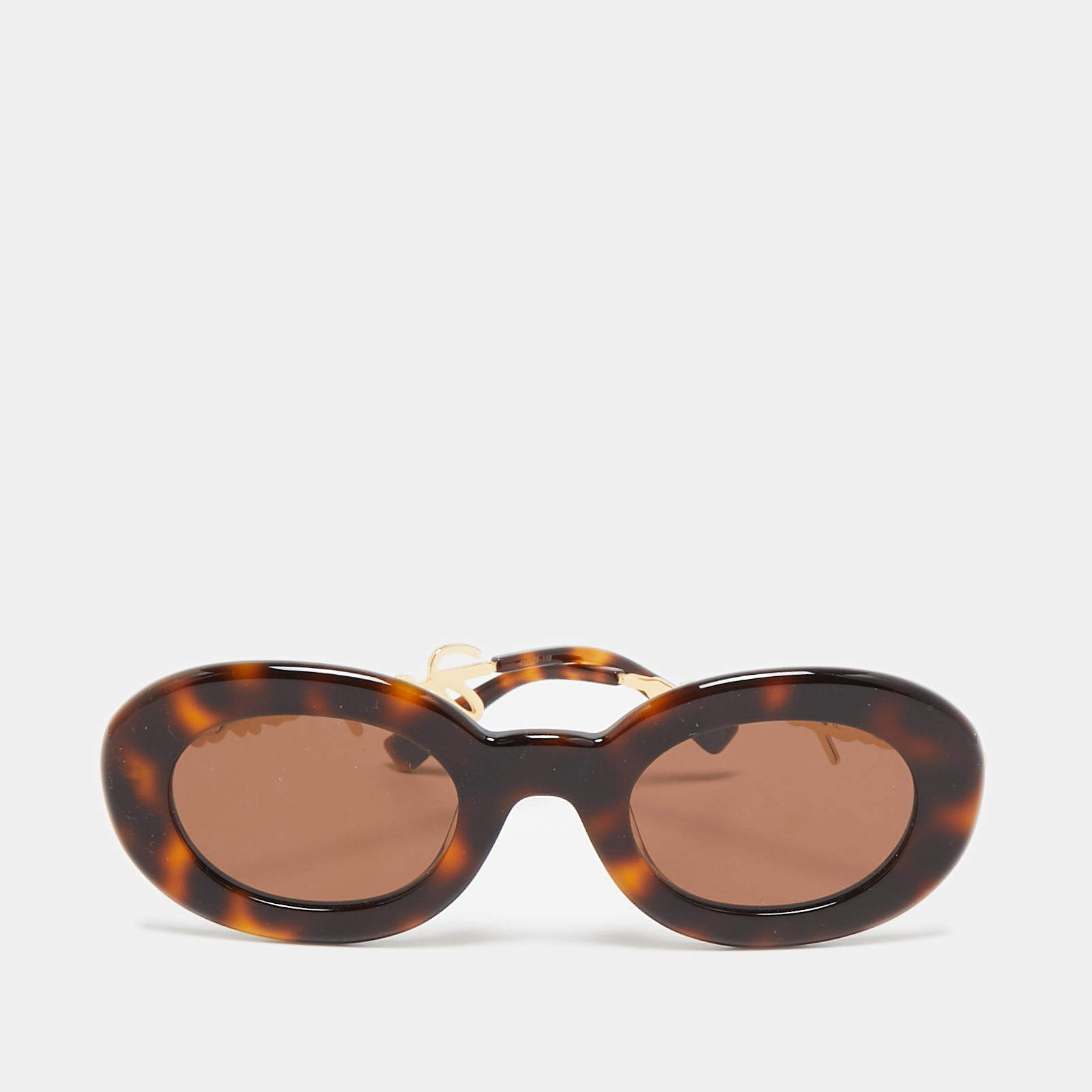 Pre Owned Jacquemus Tortoise Brown Pralu Oval Sunglasses
