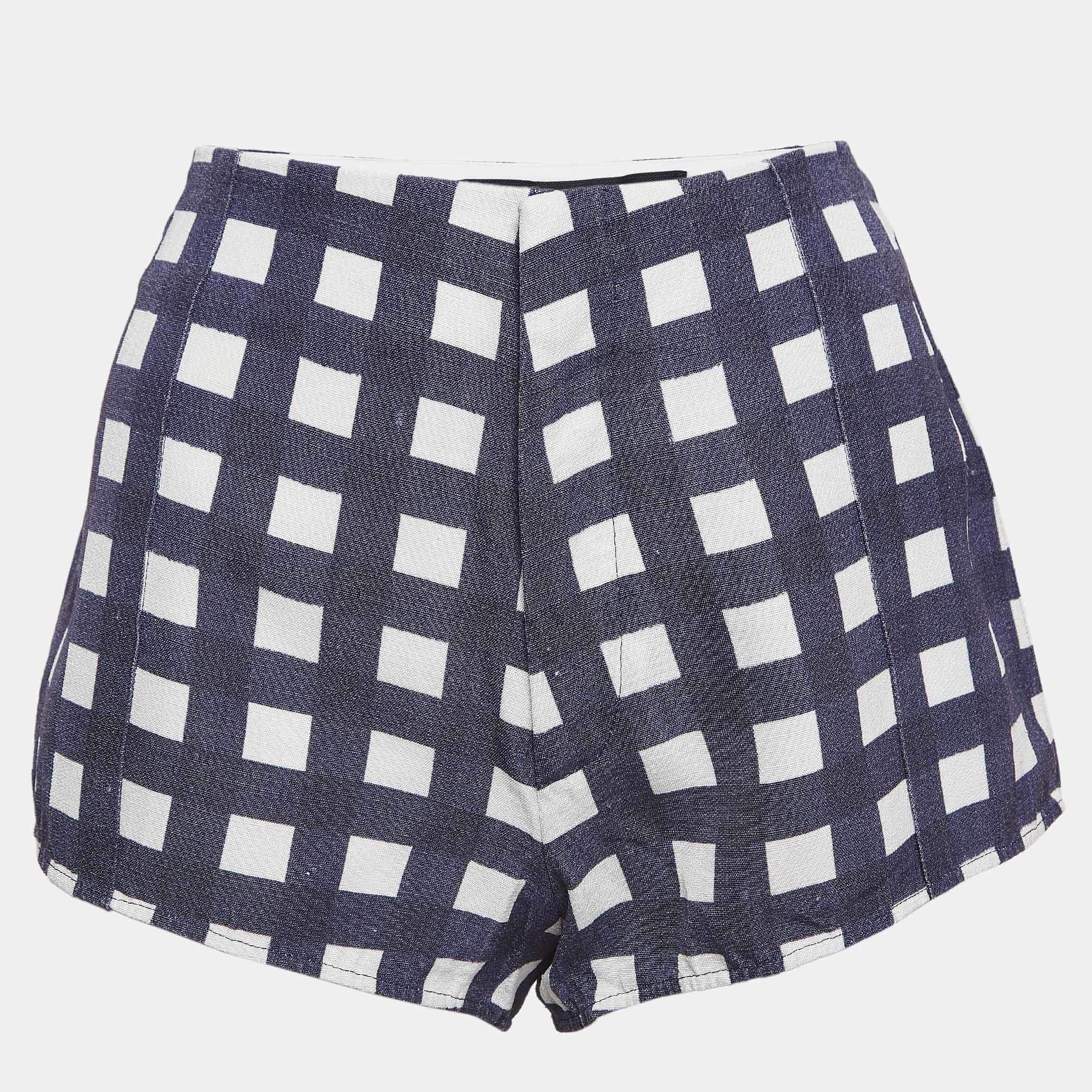 Jacquemus Blue Gingham Crepe Le Limao Shorts M