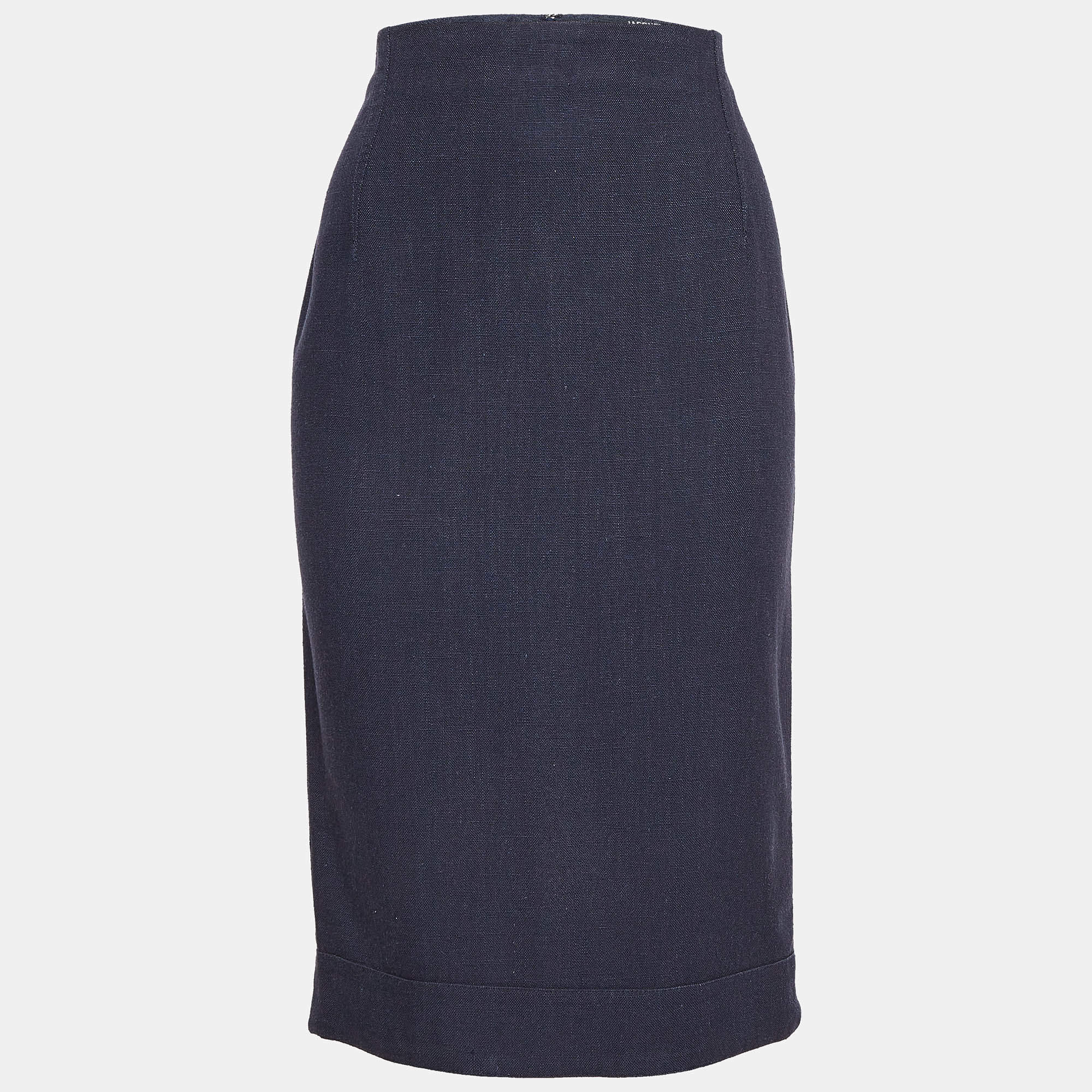 Jacquemus Navy Blue Linen Blend L'annee 97 Pencil Skirt M