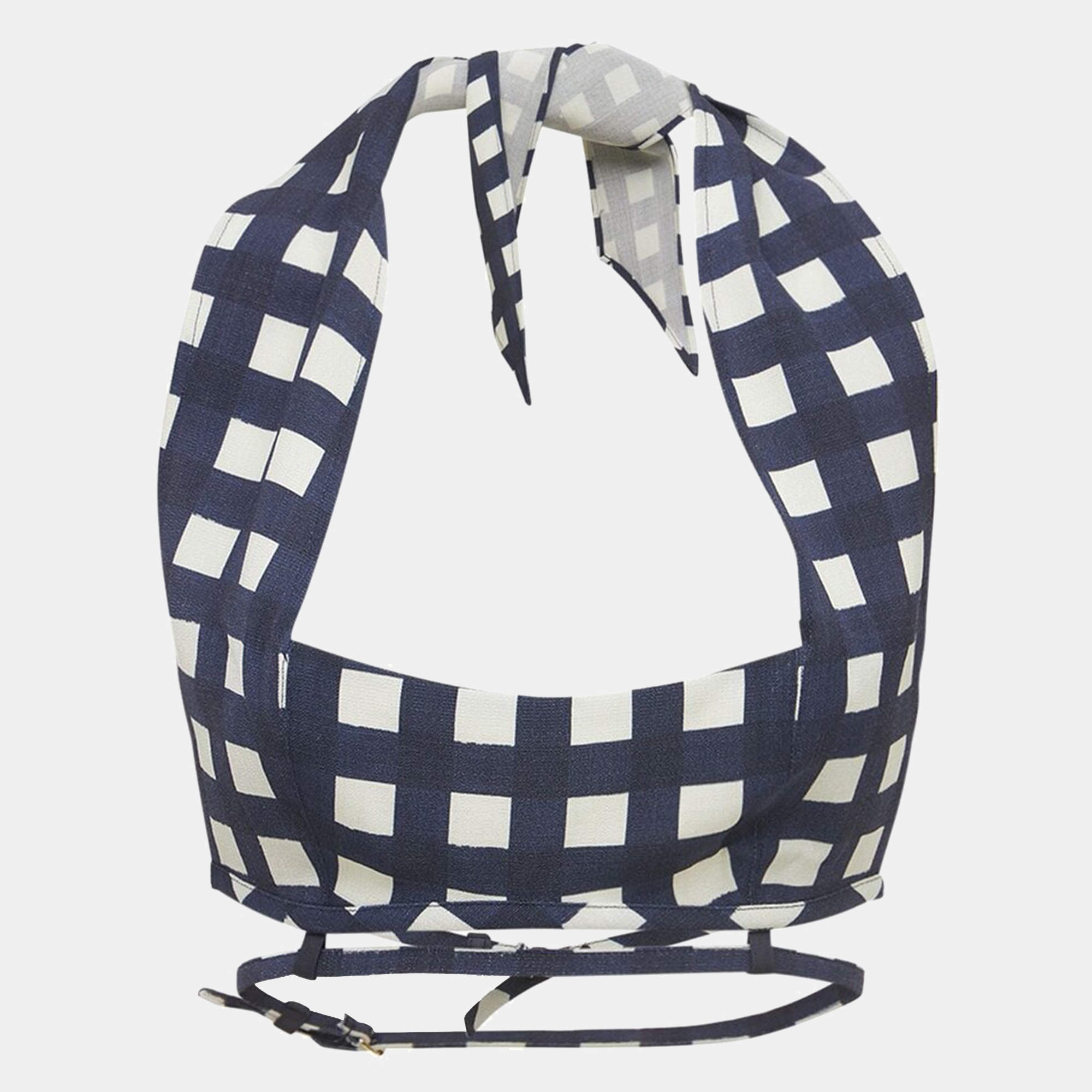 Pre Owned Jacquemus  Blue Gingham Silk Blend Le Haut Limao Crop Top S