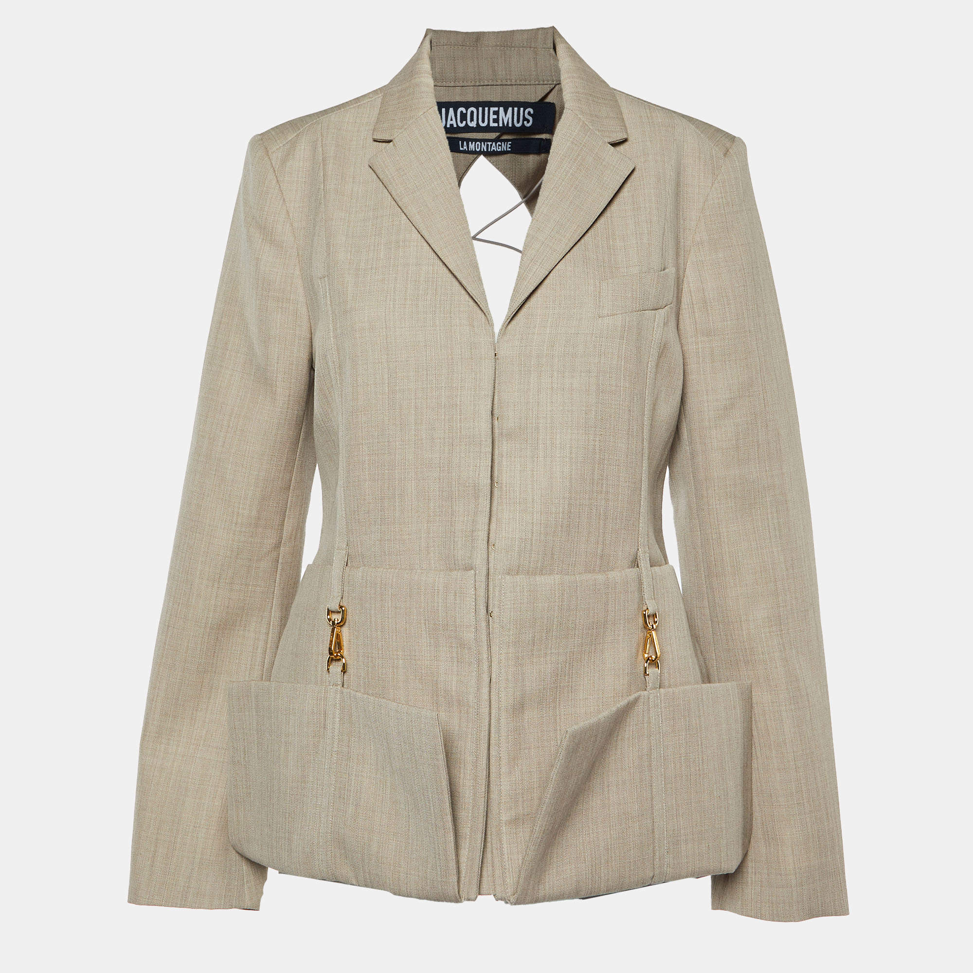 Jacquemus Beige Wool La Montagne Backless Blazer XL
