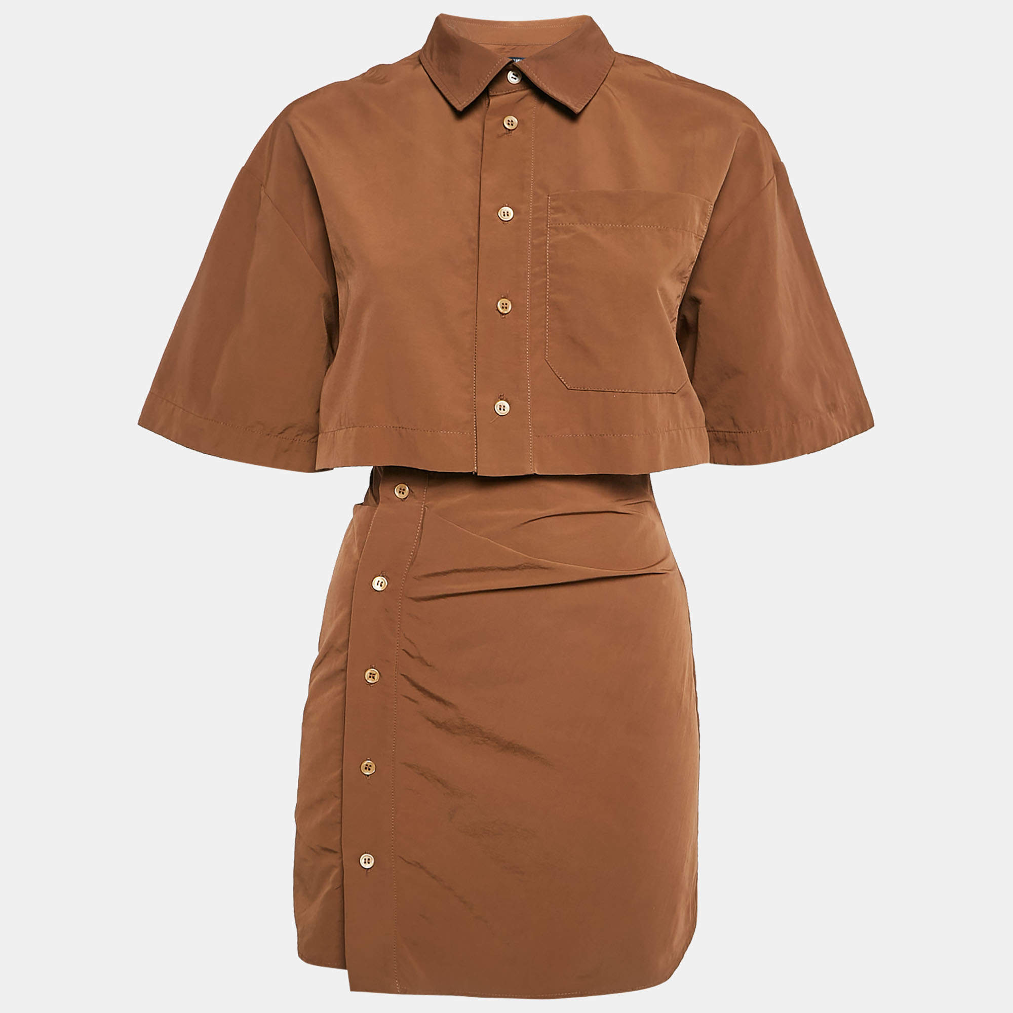 Jacquemus Brown Nylon Cut-Out Arles Mini Dress XS