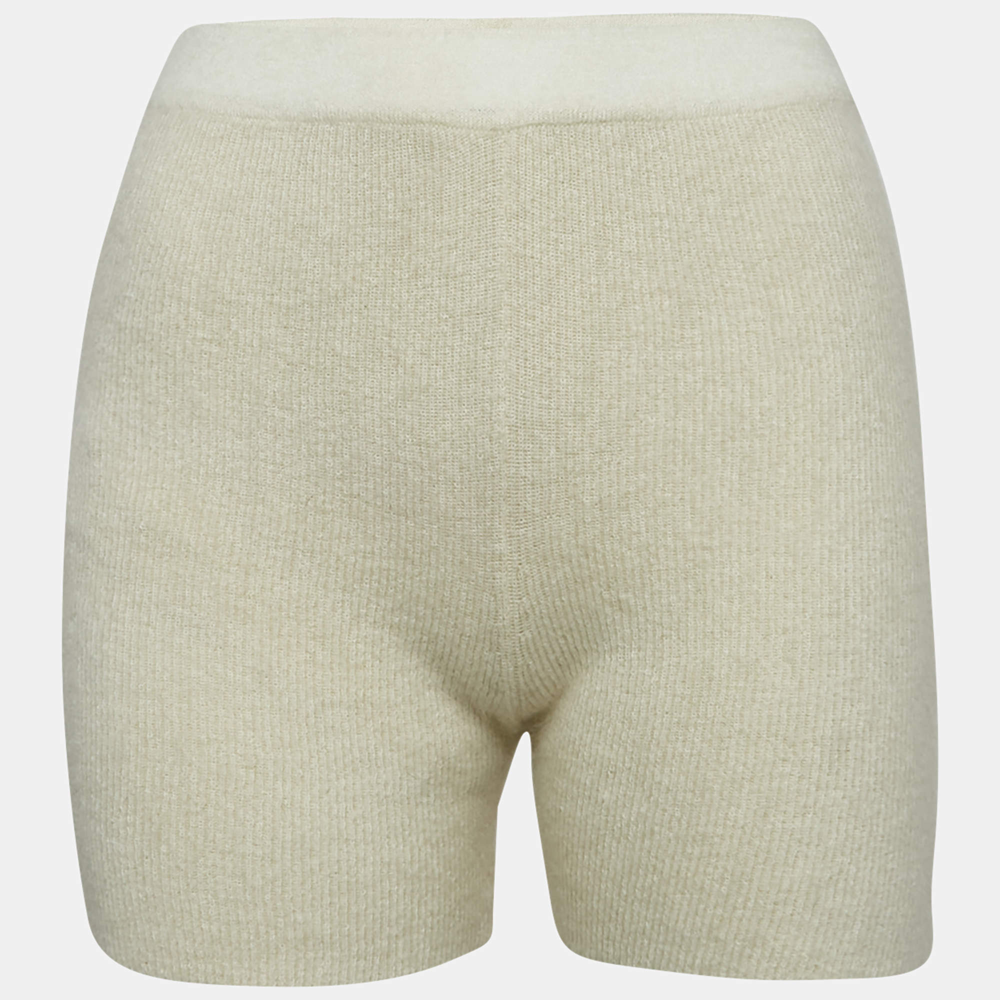 Jacquemus Cream Textured Rib Kit Shorts M