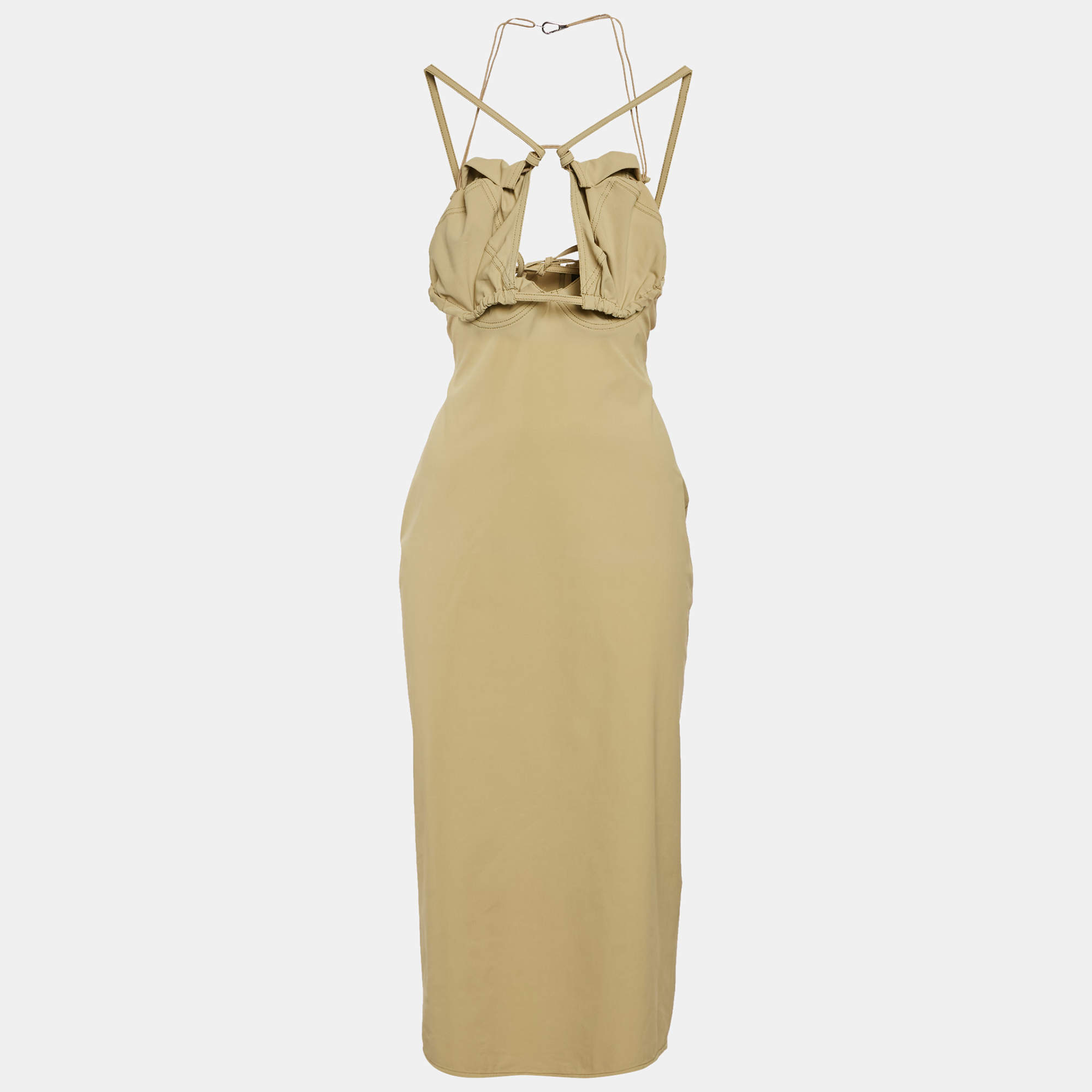 Jacquemus Green Stretch Nylon La Robe Bikini Midi Dress S