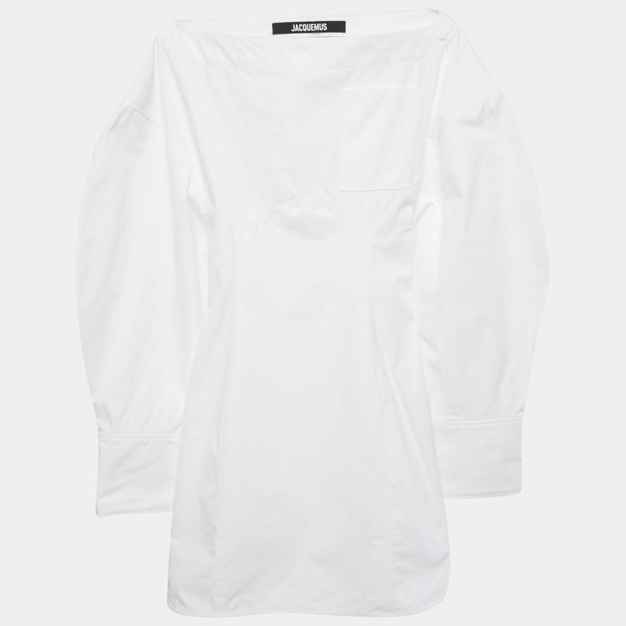 Jacquemus White Poplin Cut-Out Detail Mini La Casa Casaco Dress XS