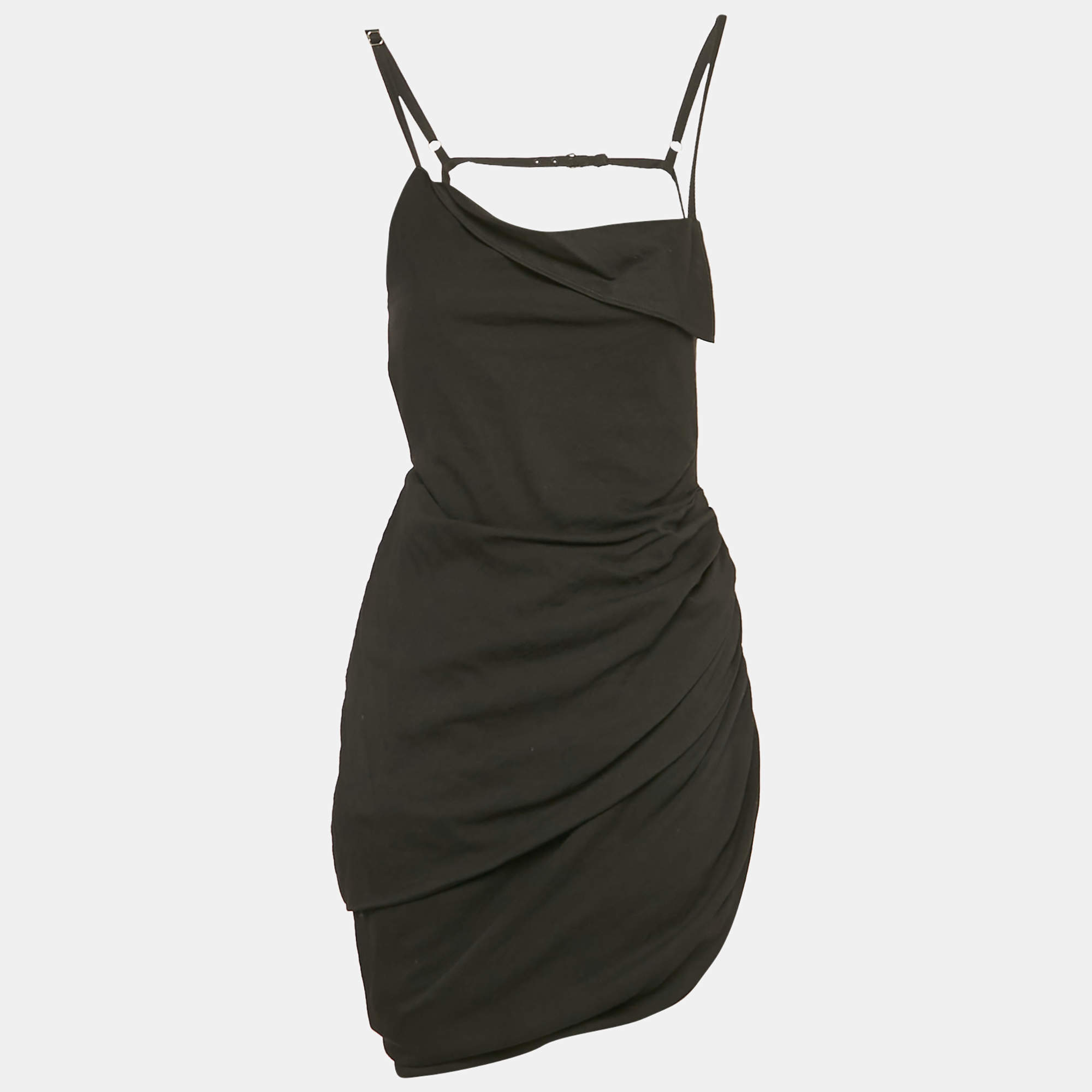 Jacquemus Black Crepe Asymmetric Le Splash Asymmetric Dress S