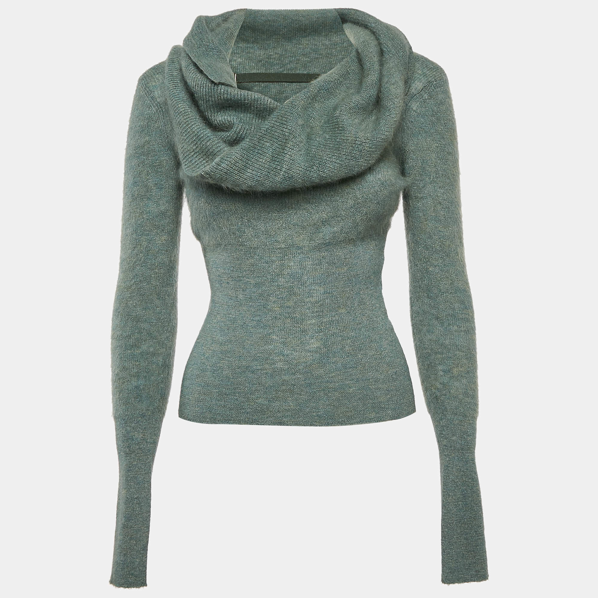 Jacquemus Green Wool Blend Twisted Neck Detail Sweater XL
