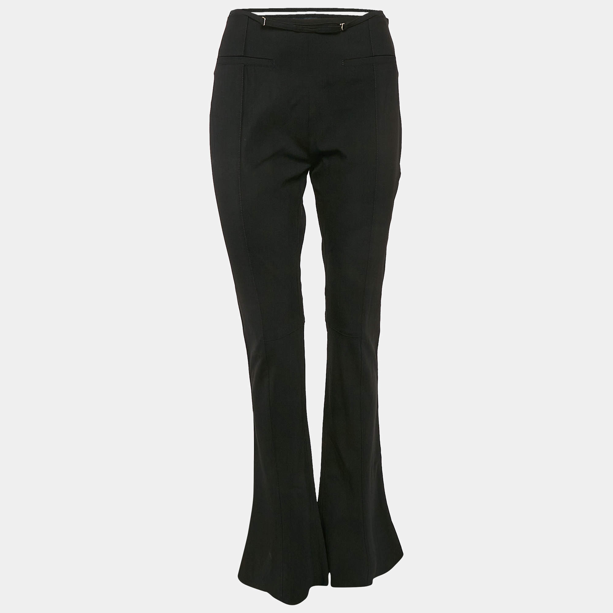 Jacquemus Black Wool Waistband Detail Wide Leg Le Splash Trousers L