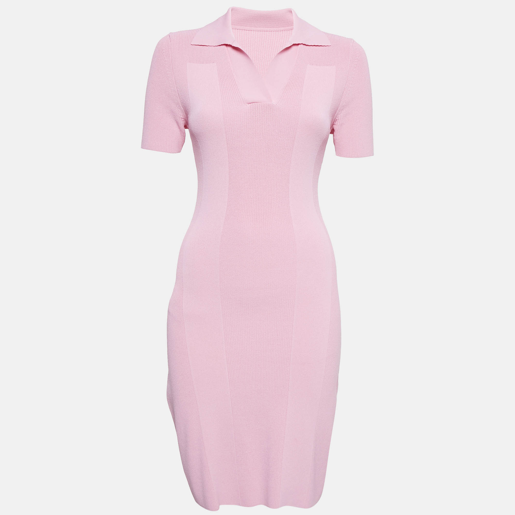 Jacquemus Pink Rib Knit Back Open Mini Dress M