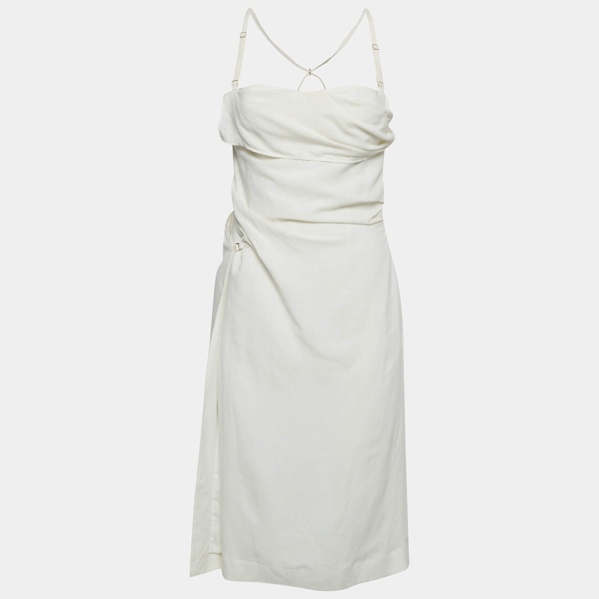 Jacquemus White Linen Blend La Robe Laurier Dress S
