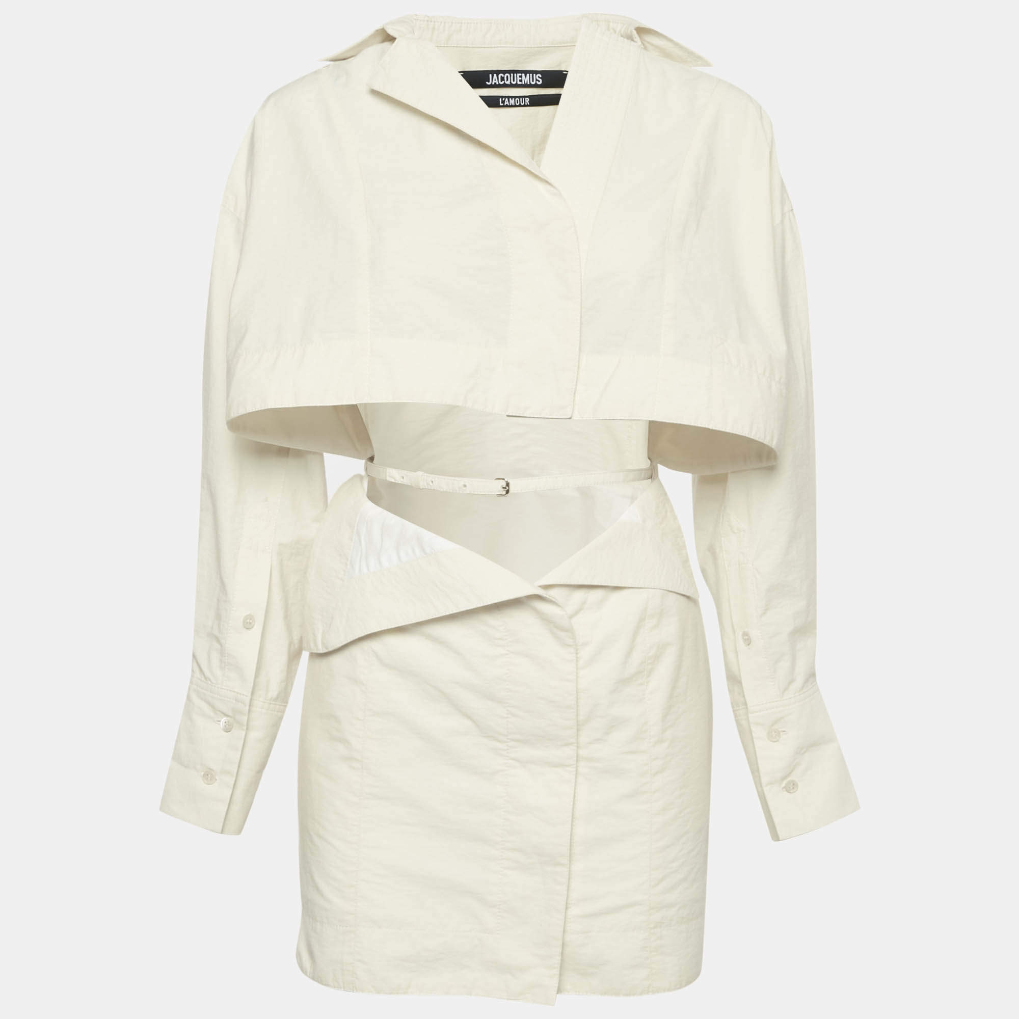Pre Owned Jacquemus Cream Cotton Cut-Out Detail L'amour Mini Dress XS