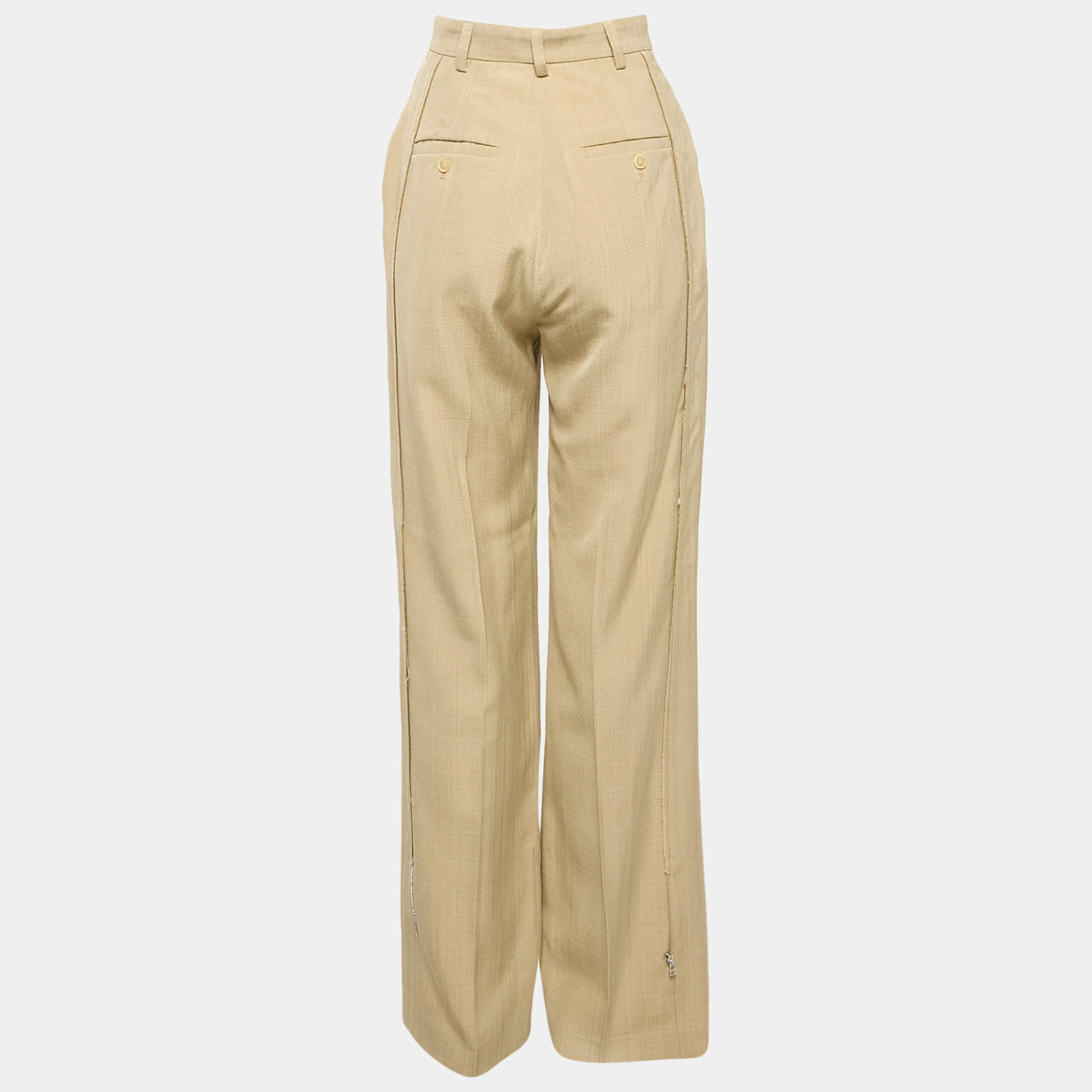 Jacquemus Beige Silk Blend High Rise Le Papier Trousers M