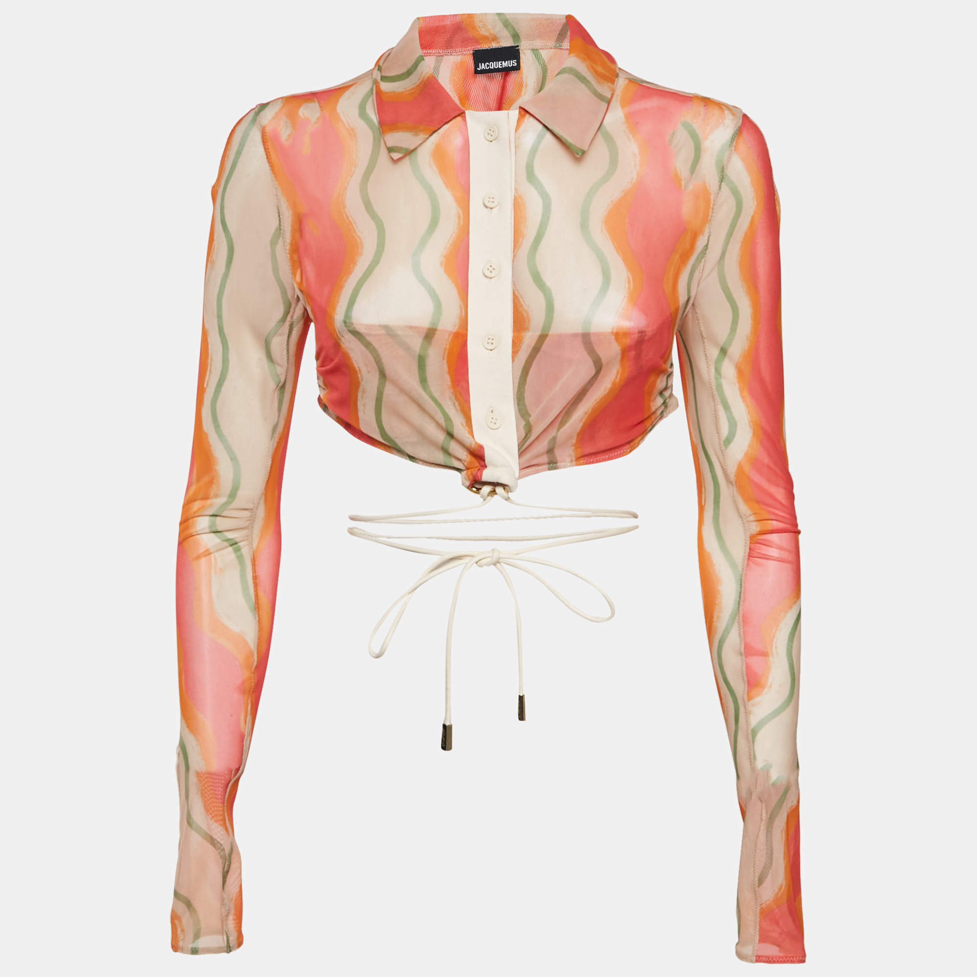 Pre Owned Jacquemus Multicolor Mesh Le Raphia La Chemise Abaca Crop Top L