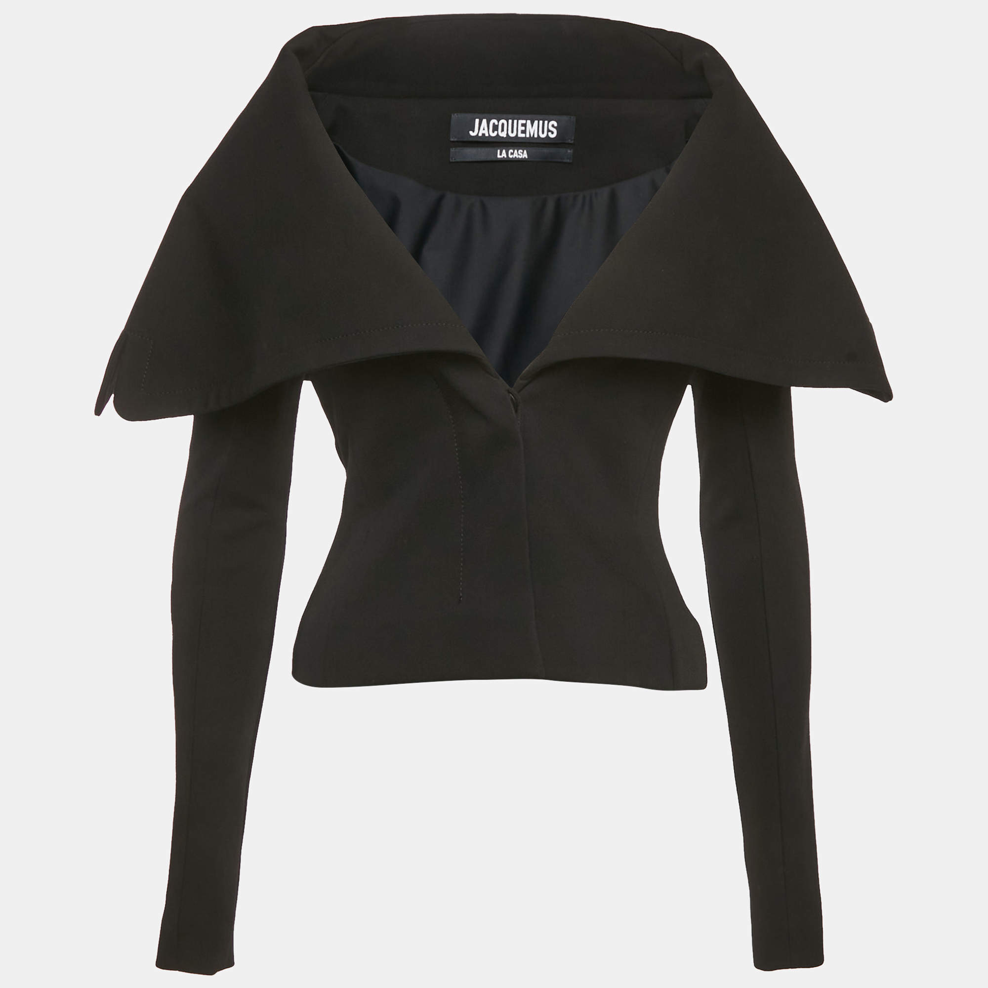 Jacquemus Black Jersey  Draped Collar The Cuadrada La Casa Jacket S