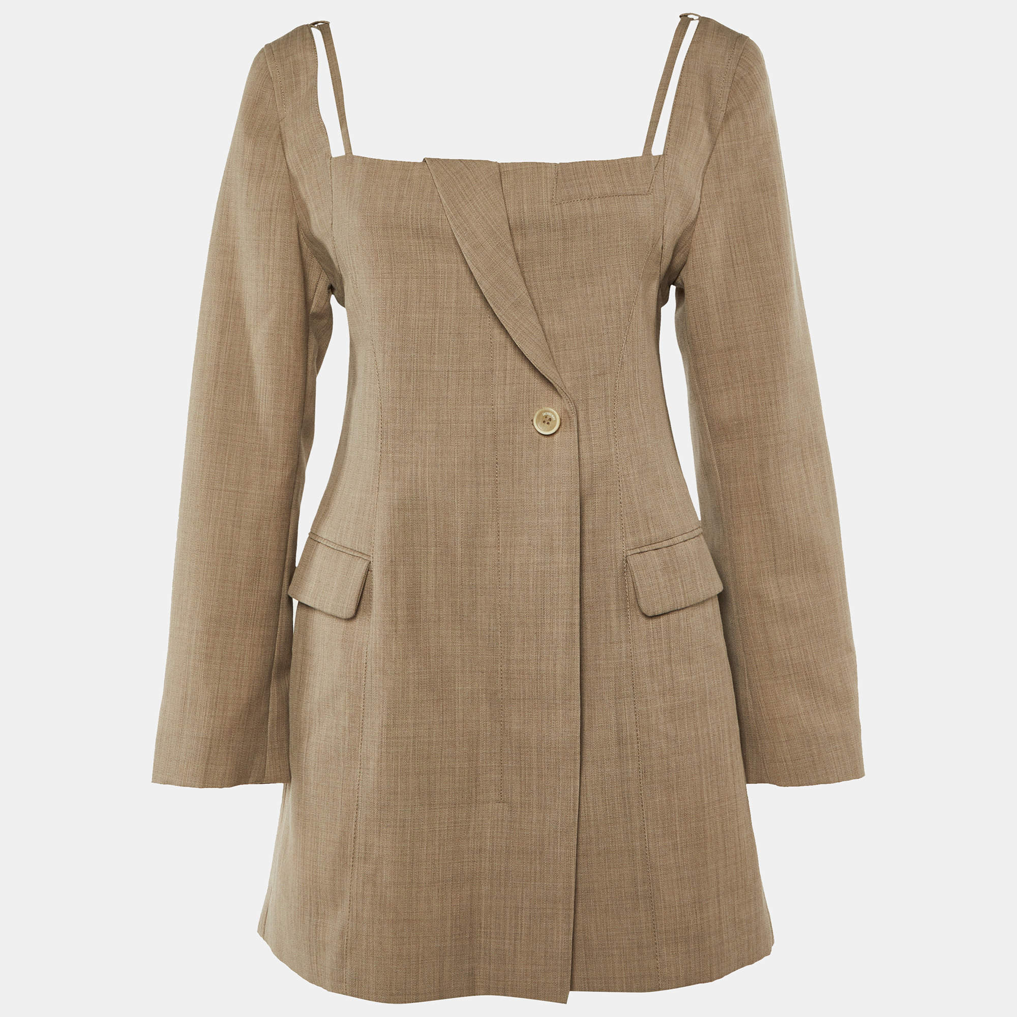 Pre Owned Jacquemus Beige Wool Mini Dress S