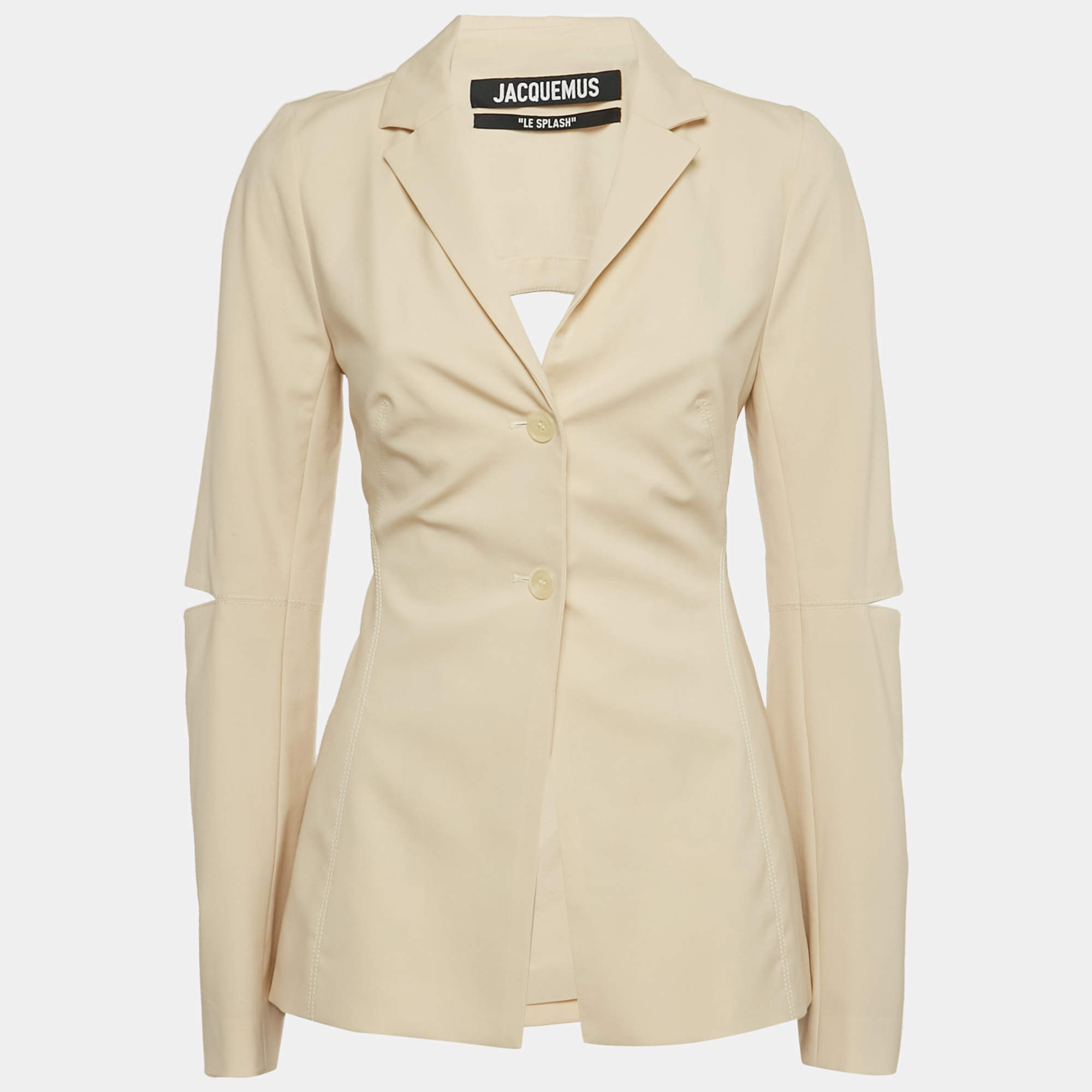 Pre Owned Jacquemus Beige Wool Cut-Out Blazer S