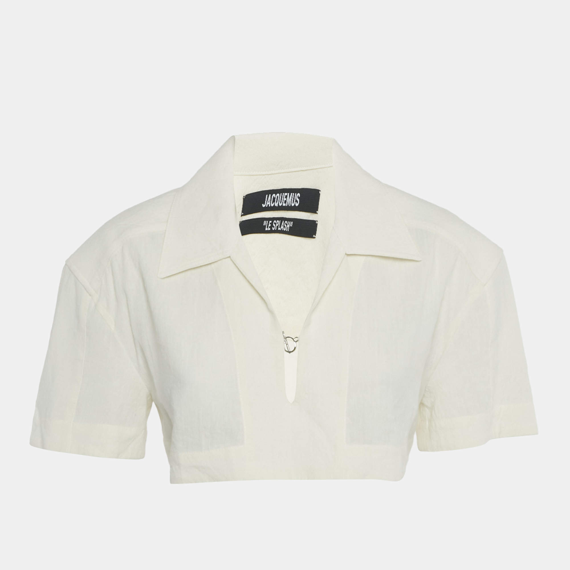 Pre Owned Jacquemus Cream Hemp & Cotton Le Splash Bebi Crop Top S