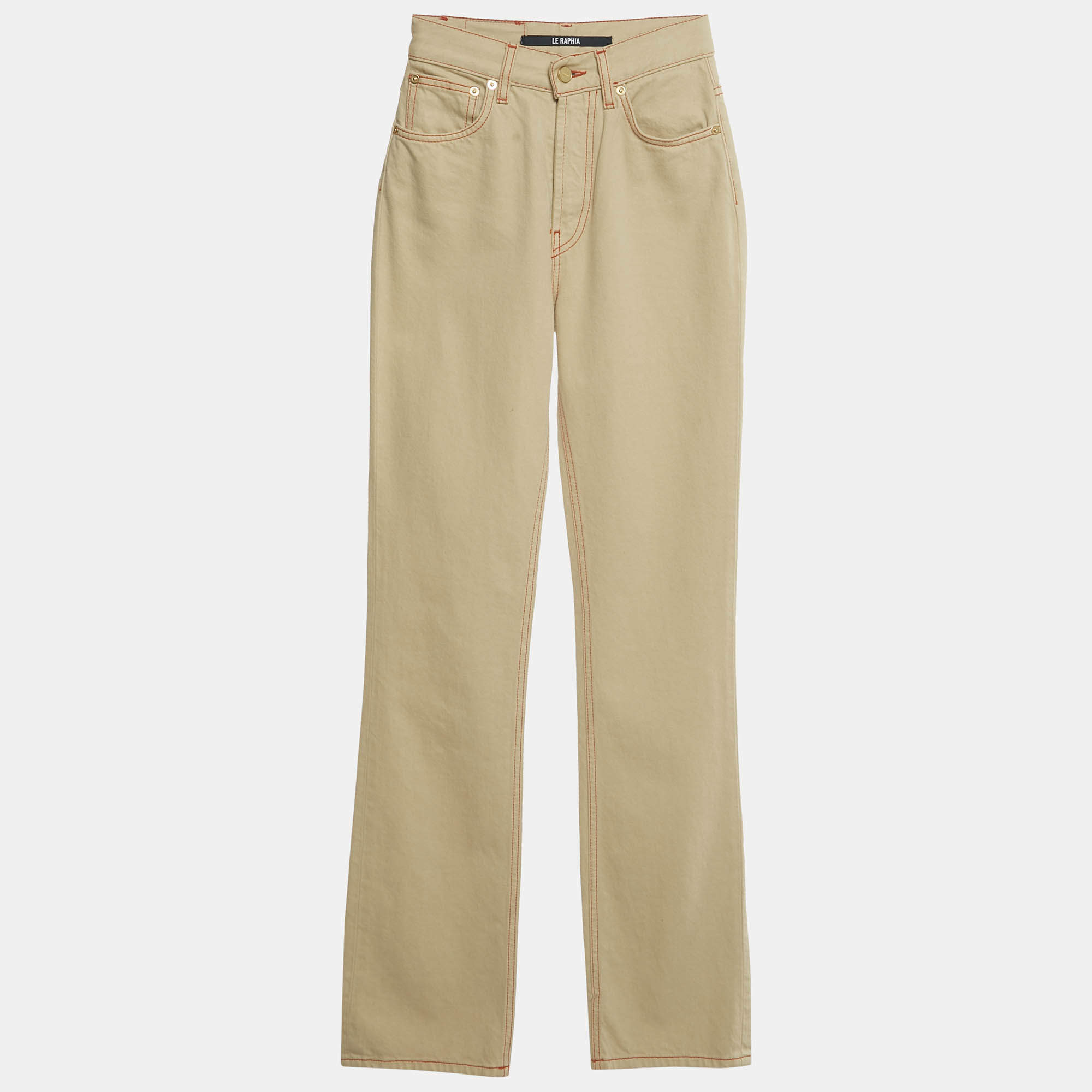 Pre Owned Jacquemus Beige Denim Le Raphia Le De Nîmes Jeans XS Waist 24"