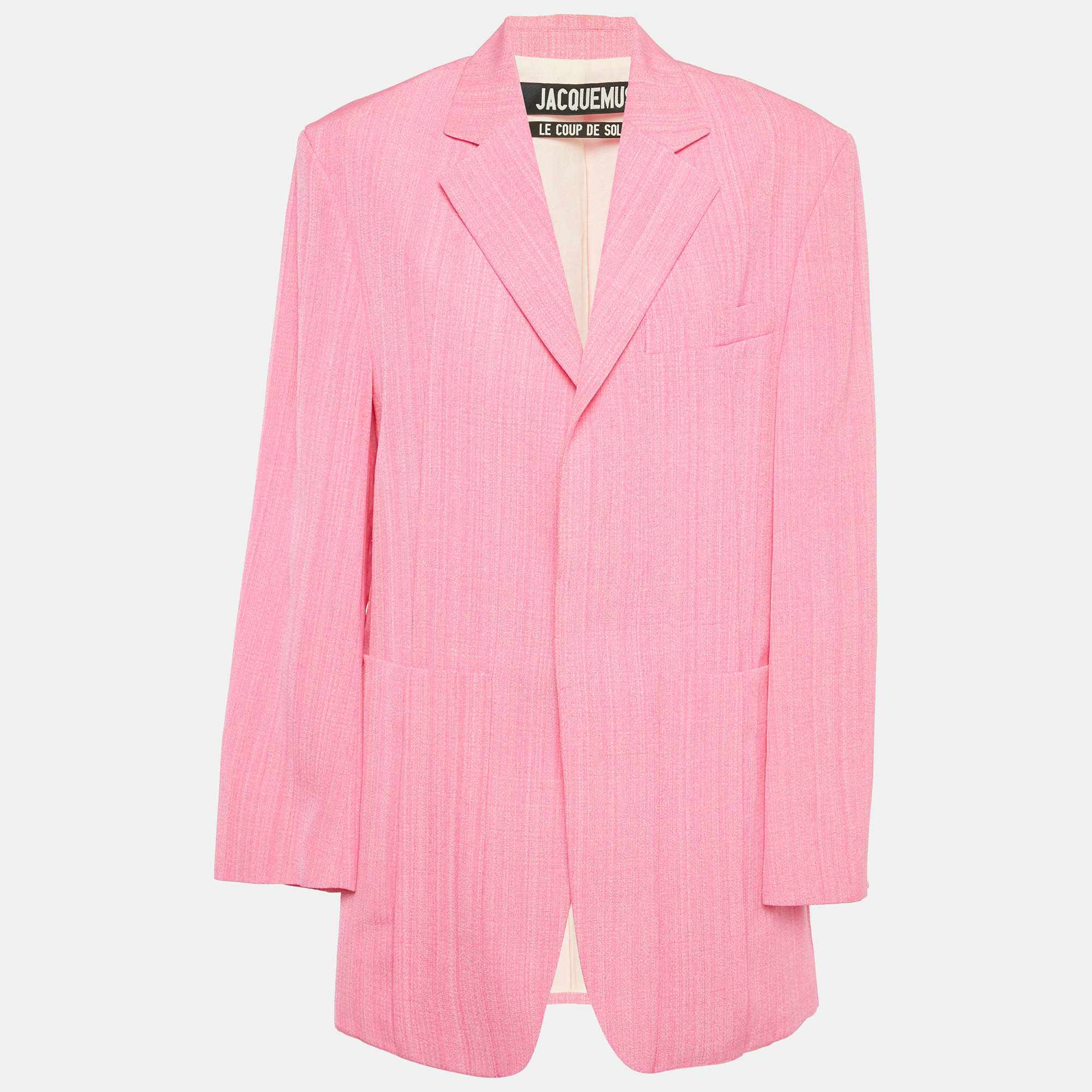Pre Owned Jacquemus Pink Crepe &Silk La Veste D'Homme Oversized Blazer M