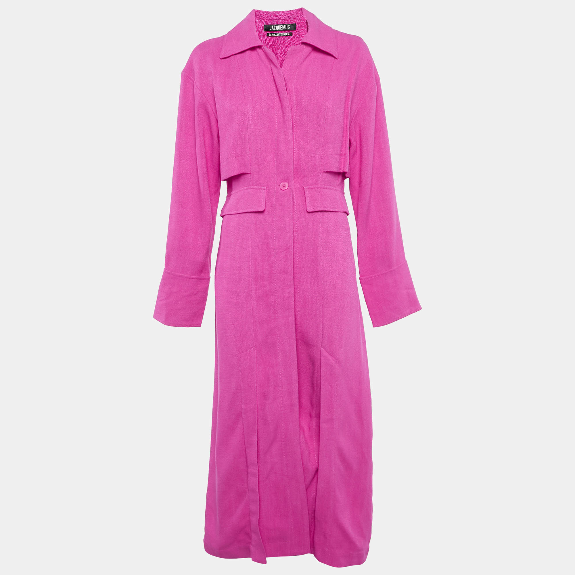 Pre Owned Jacquemus Pink Viscose Long Button Down La Collectionneuse Coat S