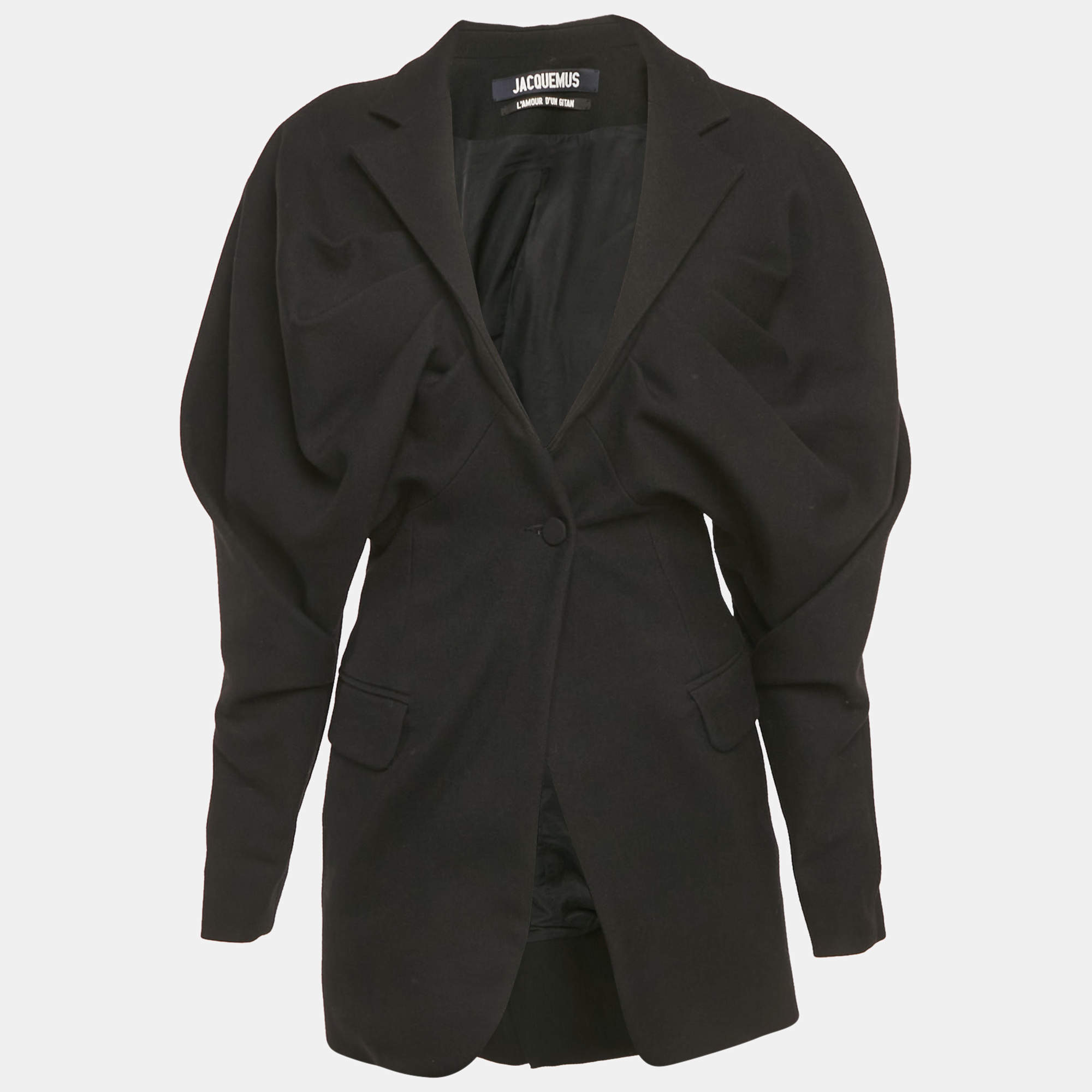 Pre Owned Jacquemus Black Wool L'amour dún gitan Pleated Coat L