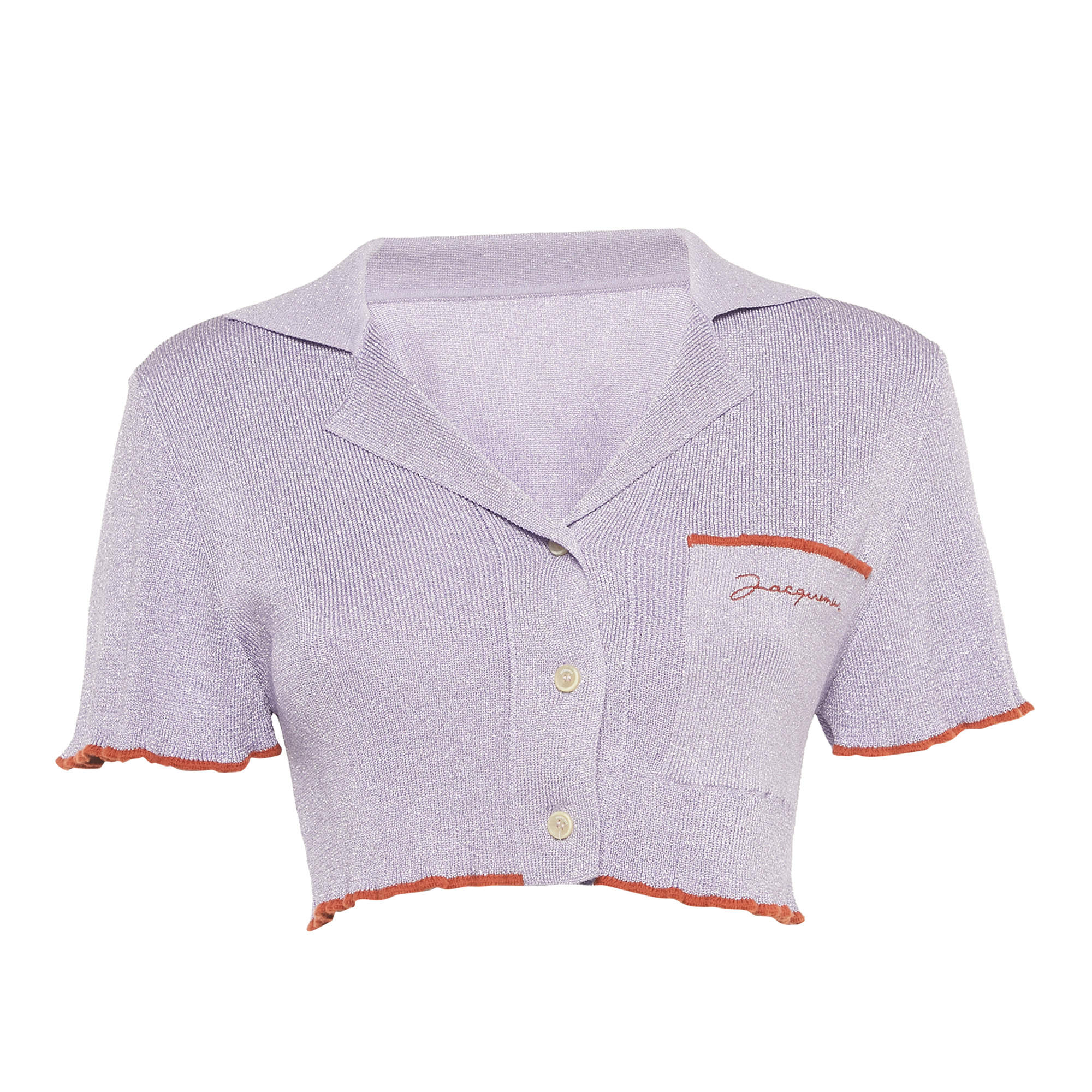 Pre Owned Jacquemus Purple Lurex Knit Le Haut Brilho Bowling Crop Top XS