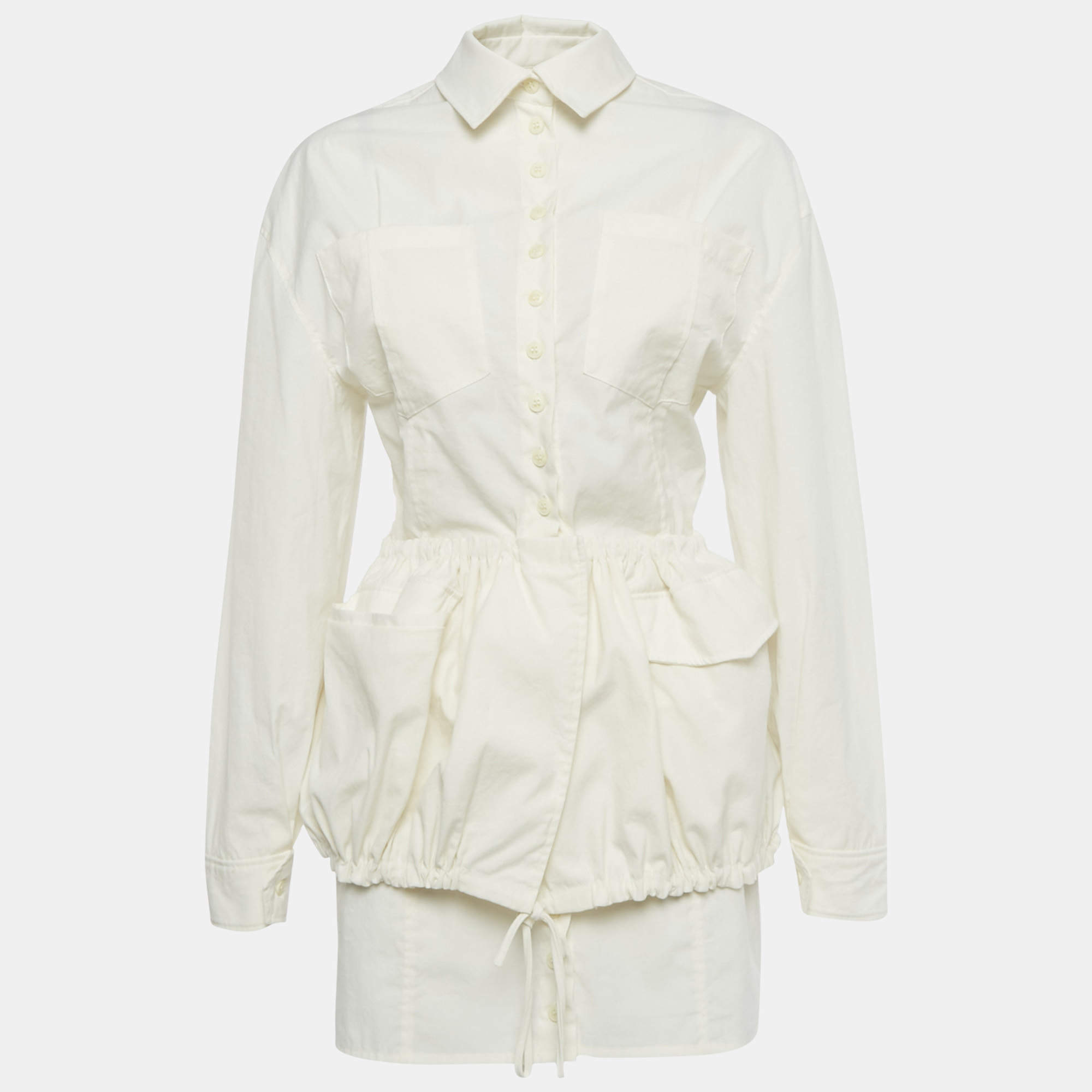 Pre Owned Jacquemus Ivory Crepe Layered  Le Coup de Soleil Mini Dress M