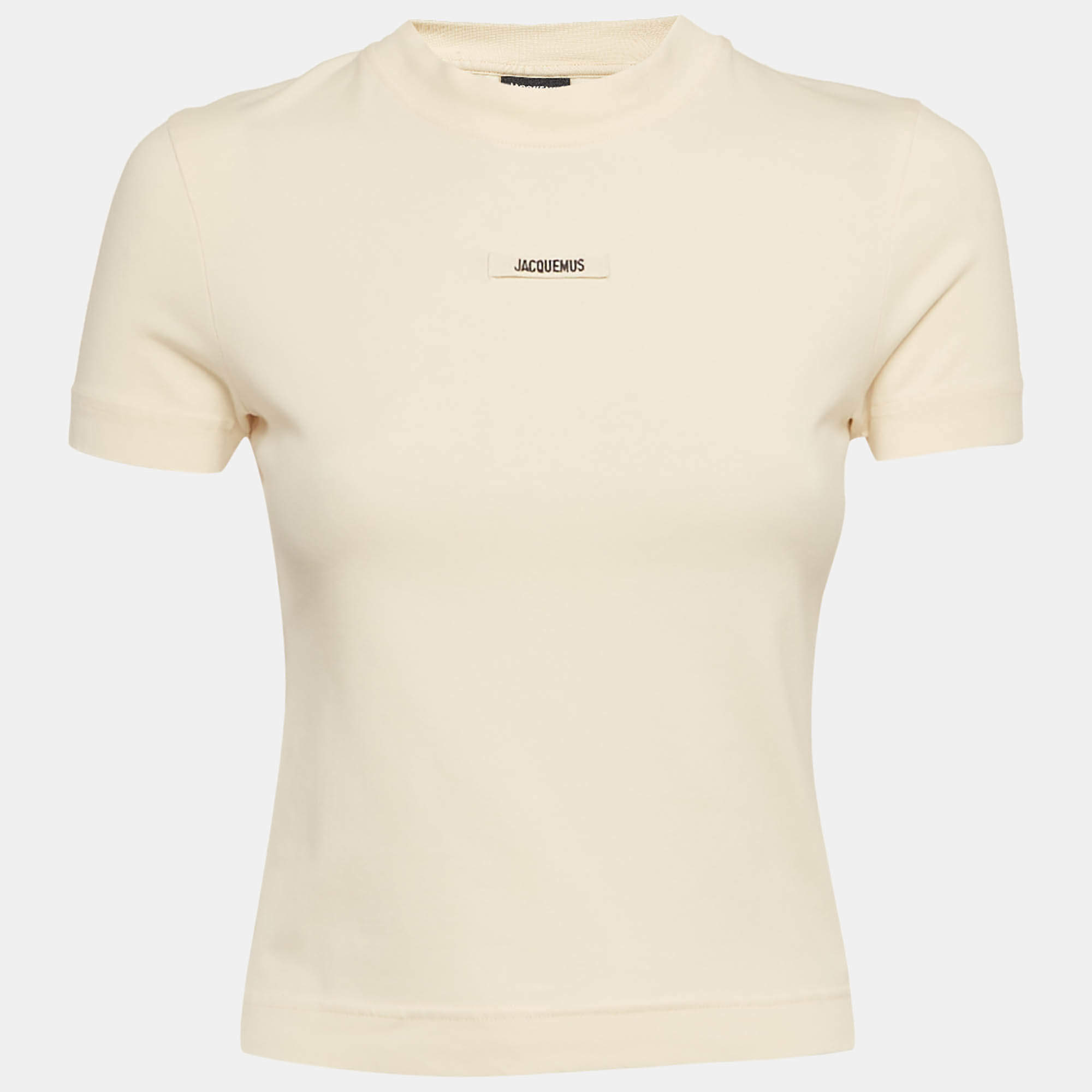 مملوكة مسبقًا Jacquemus Off-White Logo Applique Jersey T-Shirt XS