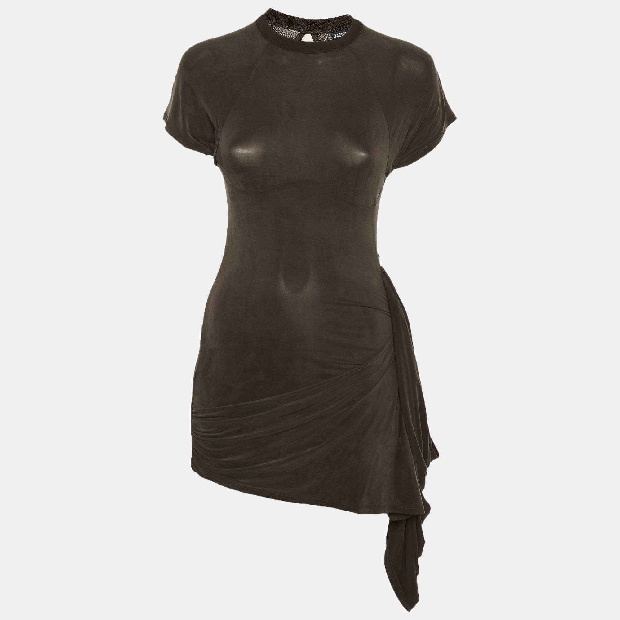 مملوكة مسبقًا Jacquemus Brown Jersey La Robe Espelho Court Mini Dress S