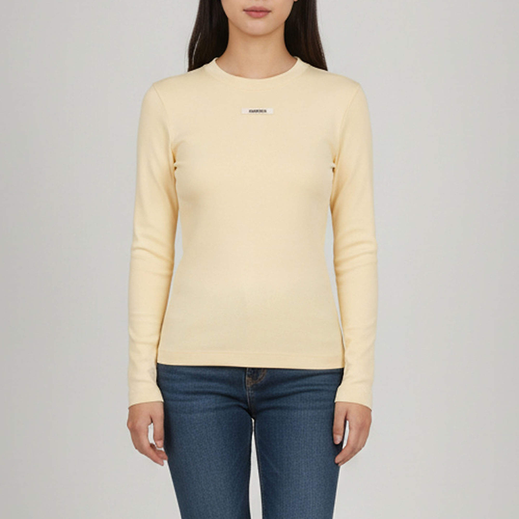 مملوكة مسبقًا Jacquemus Yellow Logo Patch Jersey Long Sleeve Top XS
