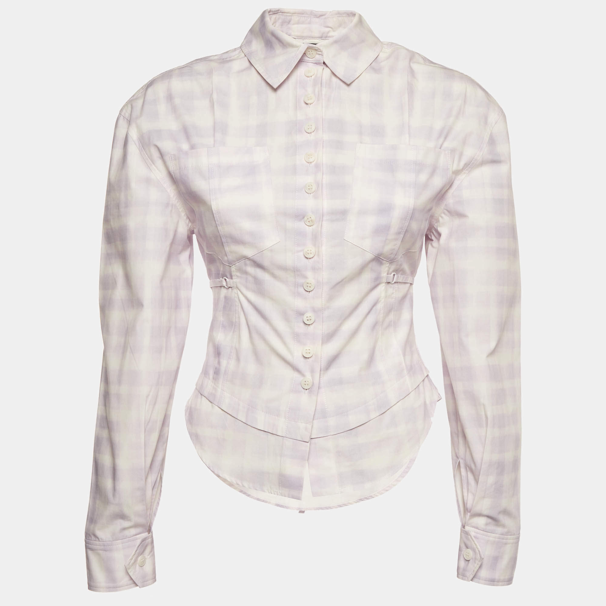 Pre Owned Jacquemus Purple Checked Poplin La Chemise Cueillette Valensole Blouse XXS