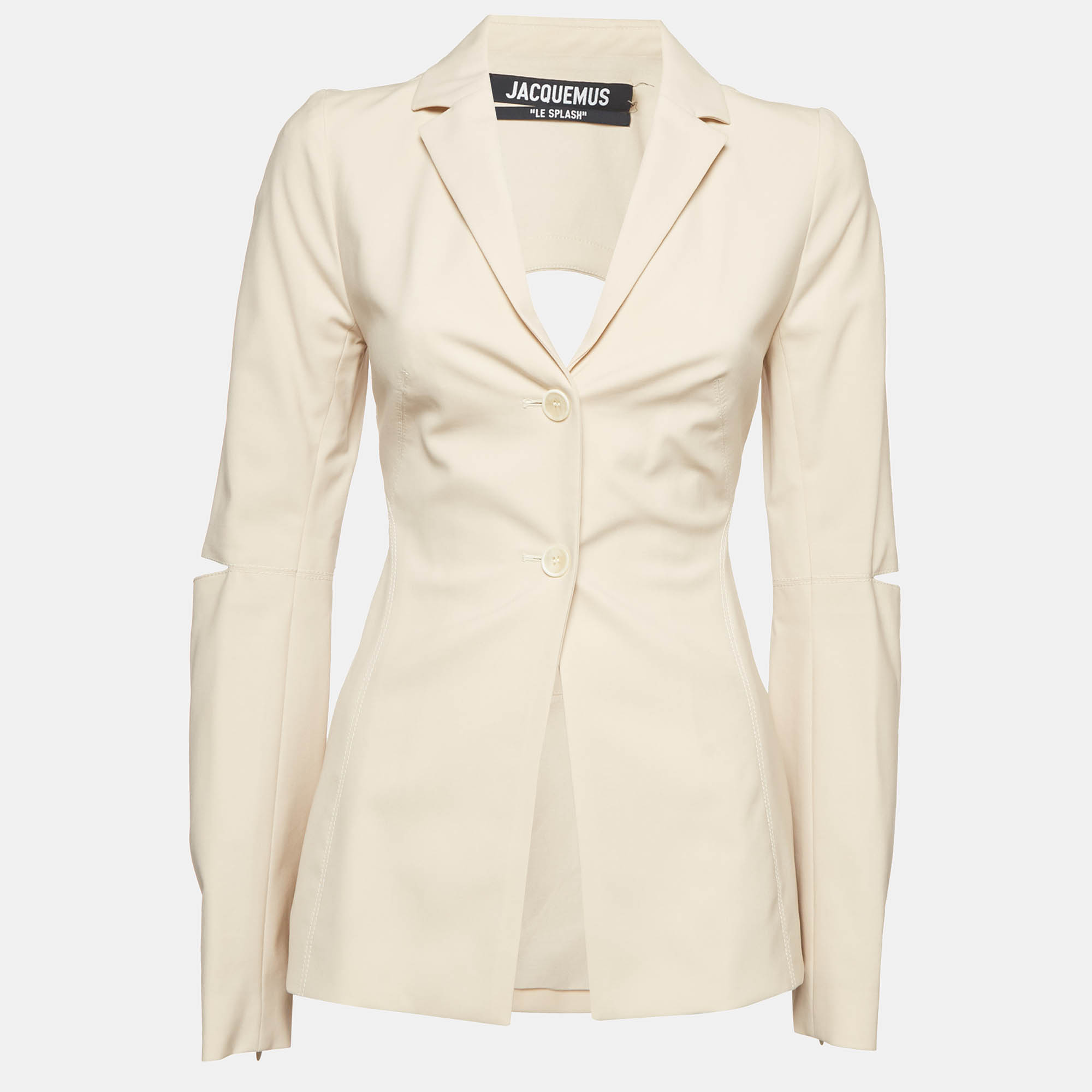 Pre Owned Jacquemus Beige Wool Blend Single Breasted Melo Cutout Blazer XS