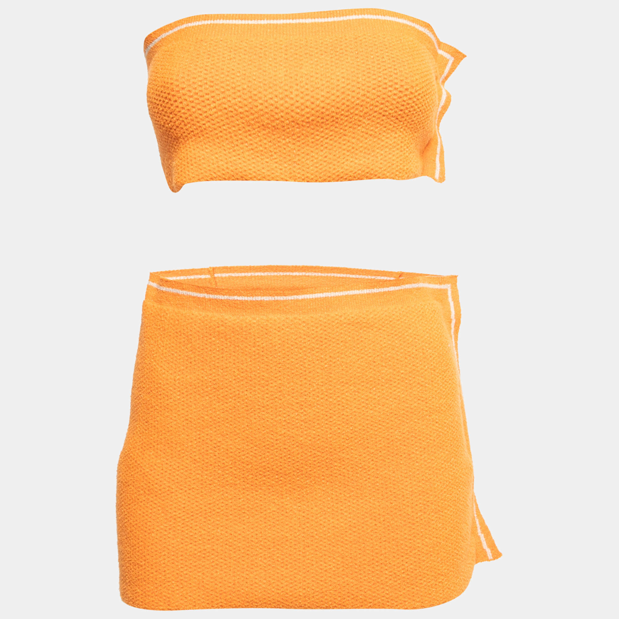 Pre Owned Jacquemus Orange Knit 2 Piece Skirt Set S