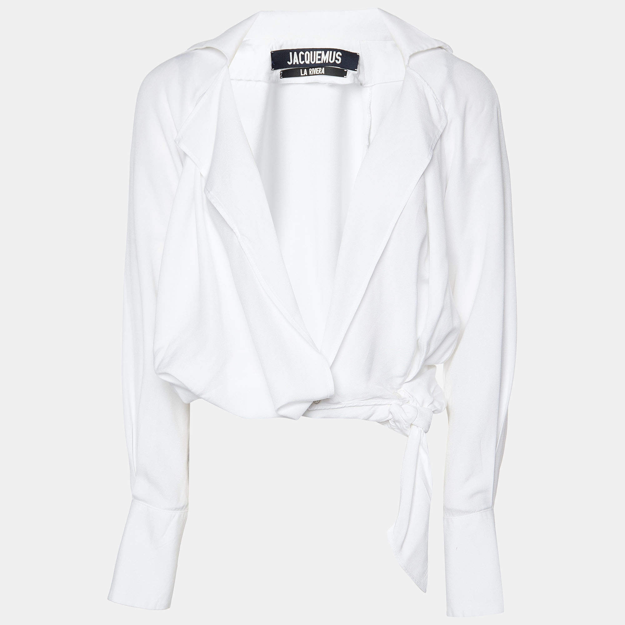 Pre Owned Jacquemus La Riviera White Tie Detail Wrapped Crop Top S